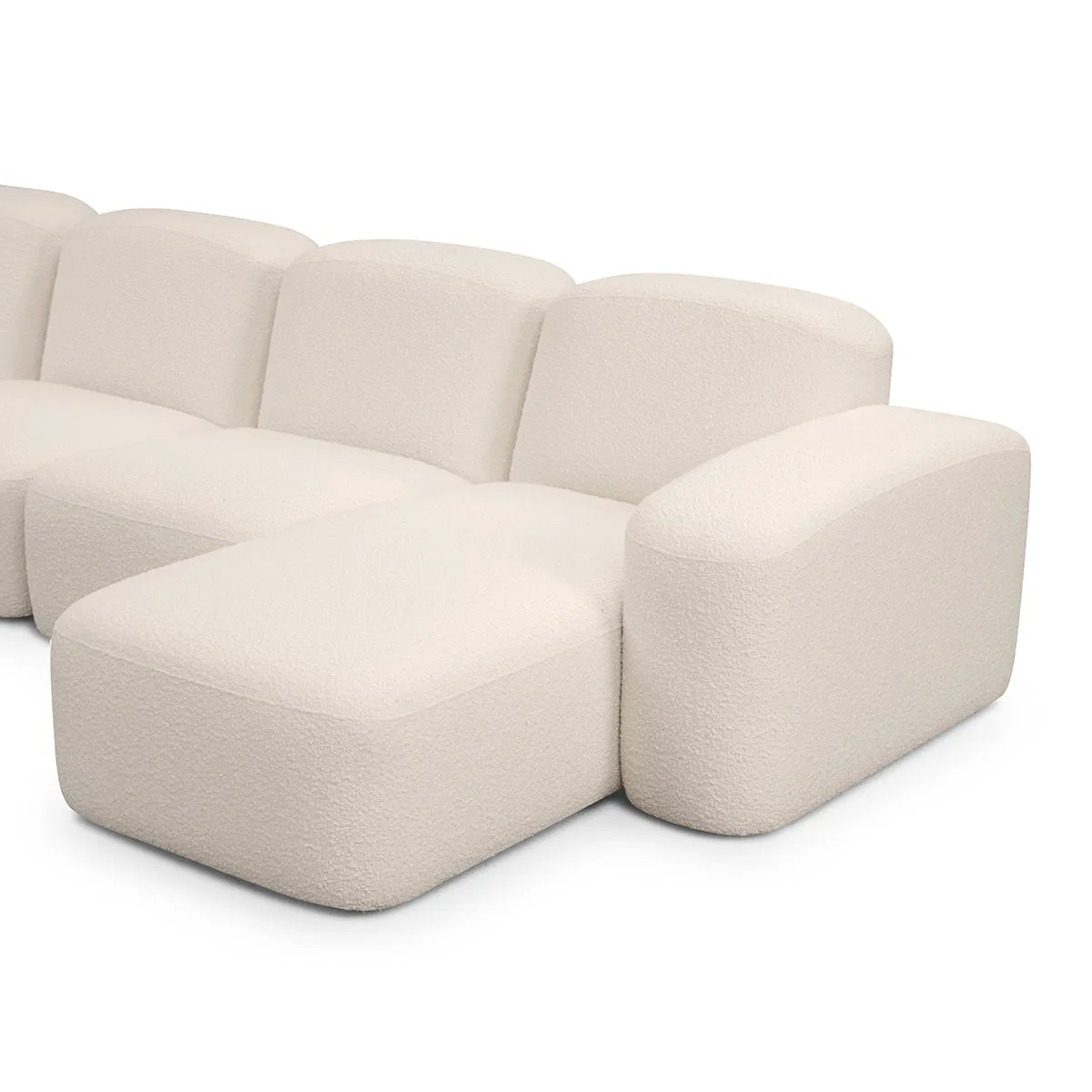 Muse 5 Piece RAF Modular Chaise Sofa (Bronte Whipped Cream)