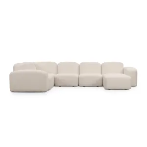 Muse 5 Piece RAF Modular Chaise Sofa (Bronte Whipped Cream)