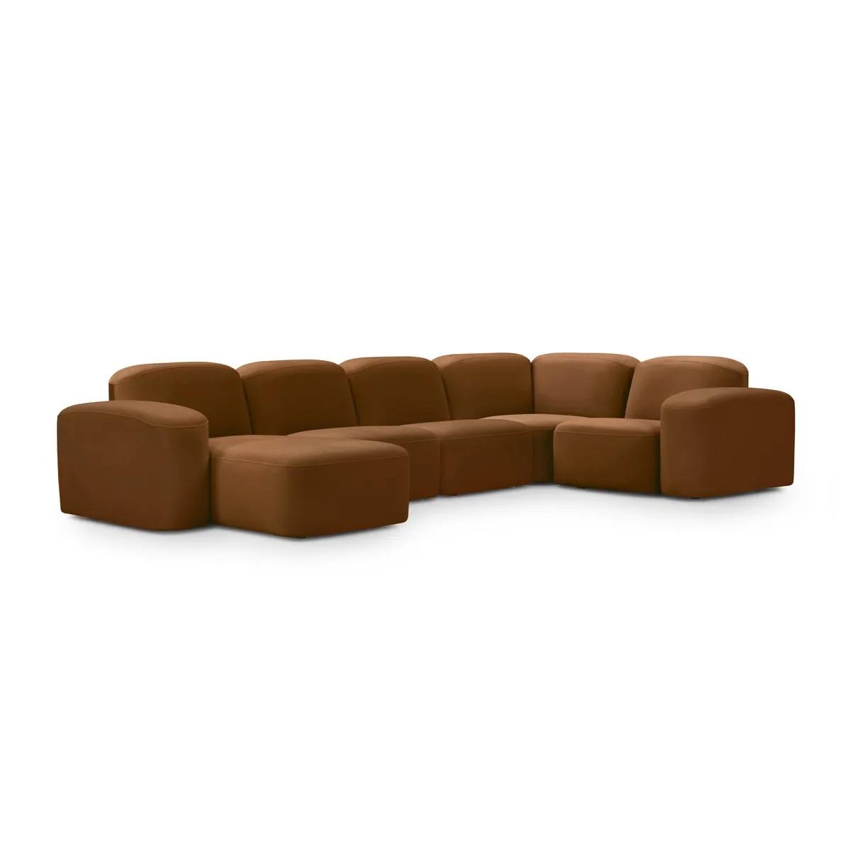 Muse 5 Piece RAF Modular Chaise Sofa (Malibu Cognac)