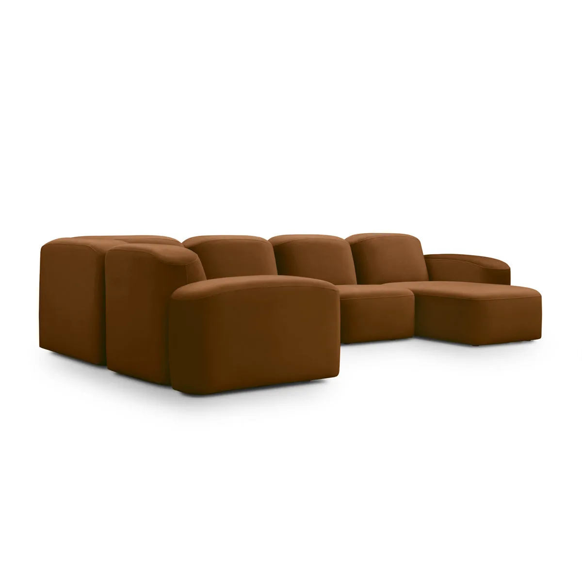 Muse 5 Piece RAF Modular Chaise Sofa (Malibu Cognac)