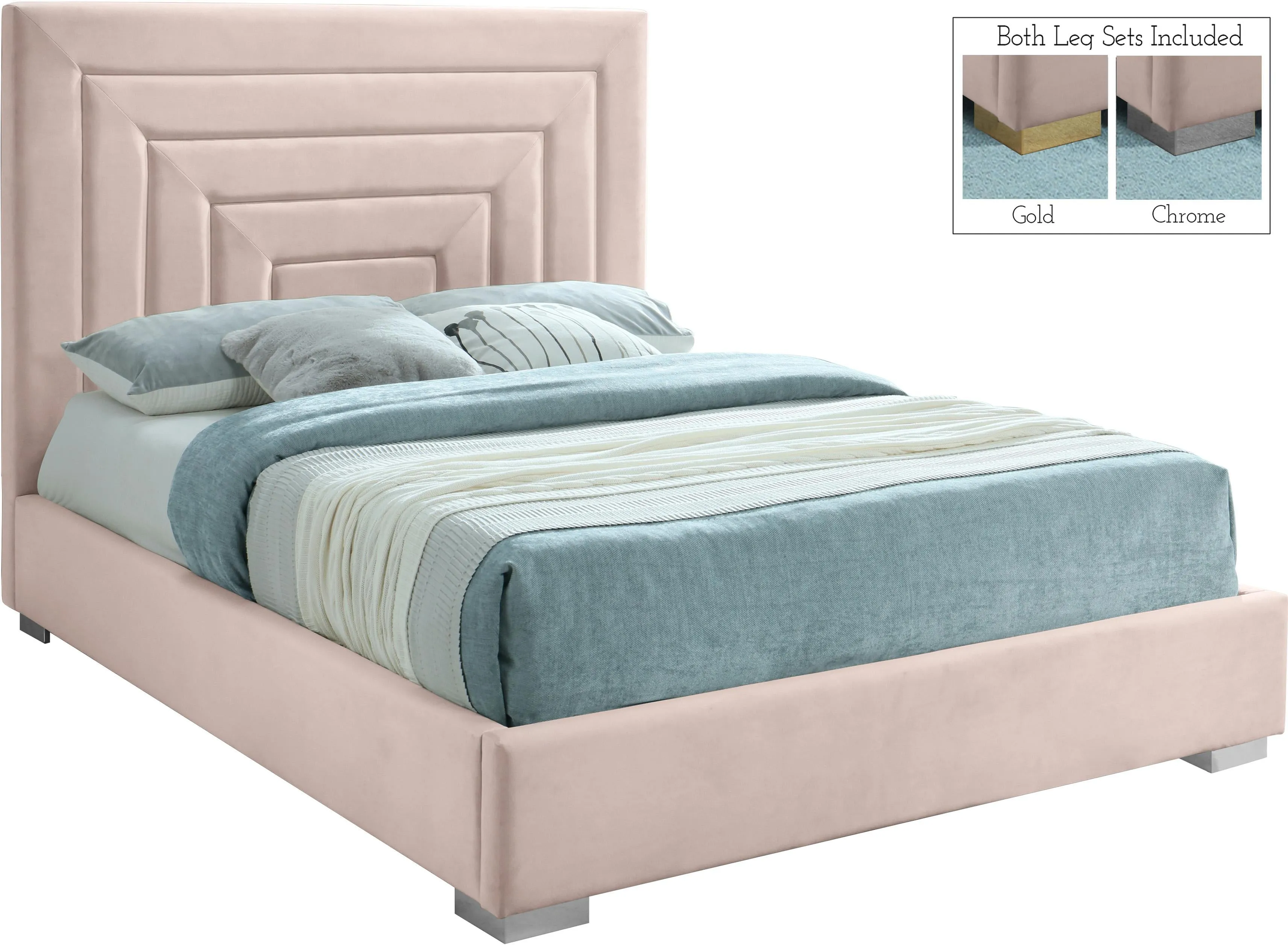 Nora Pink Velvet King Bed