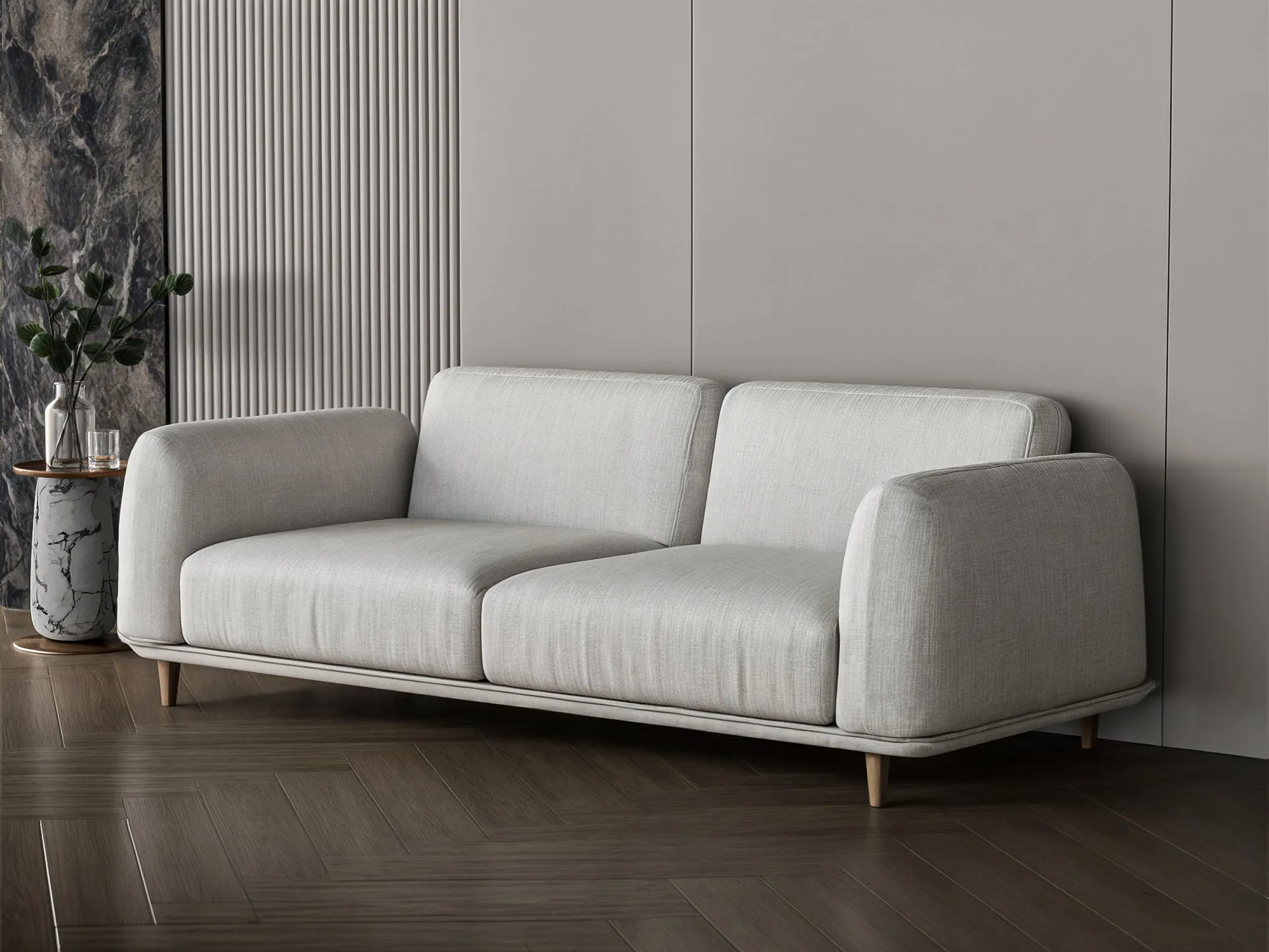 Off-White sofa boucl 225x87x45 cm