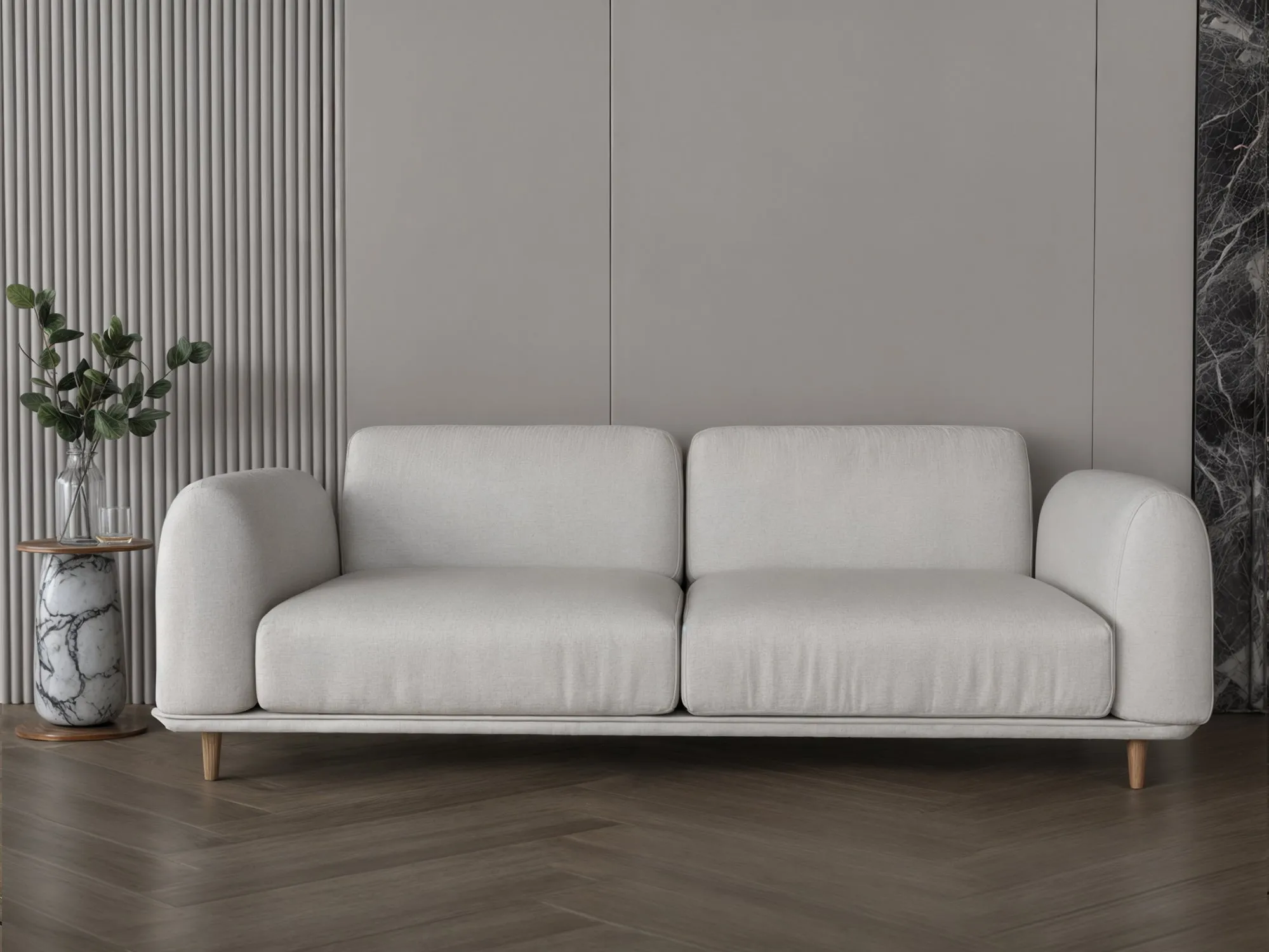 Off-White sofa boucl 225x87x45 cm
