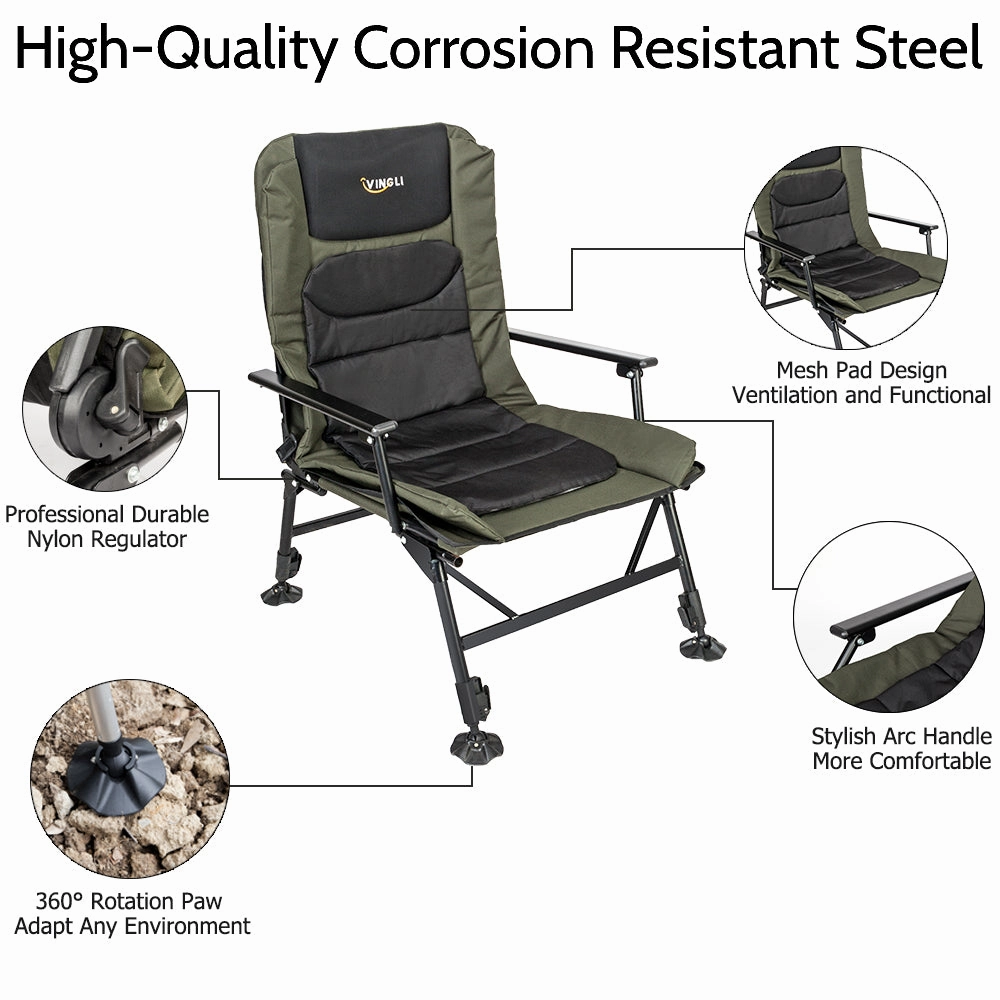 Outdoor Vingli patio chairs seating VINGLI Folding Fishing Chair Plus Foot Rest Attachment