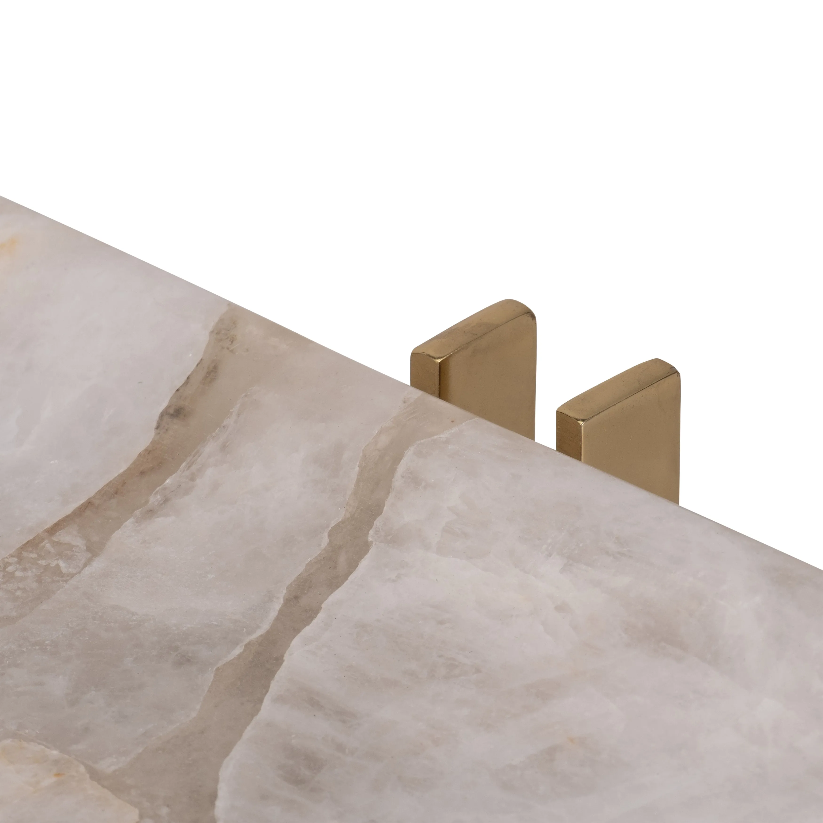 Quartz, 14" White Tray With Gold Details, White/go