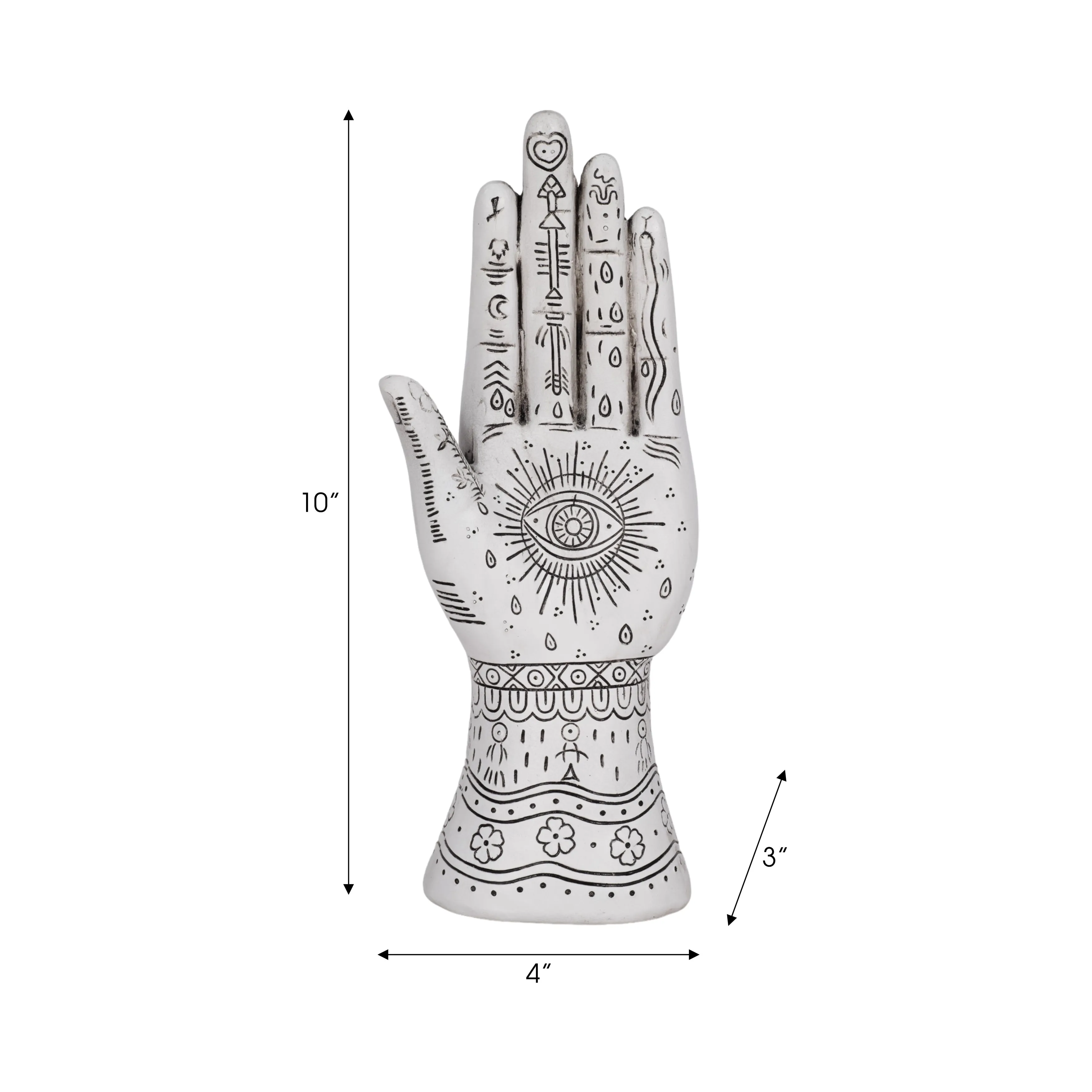 RESIN, 10" TATTOO HAND, WHITE