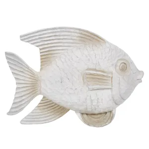 RESIN 13.5" FISH FIGURINE, WHITE WASH