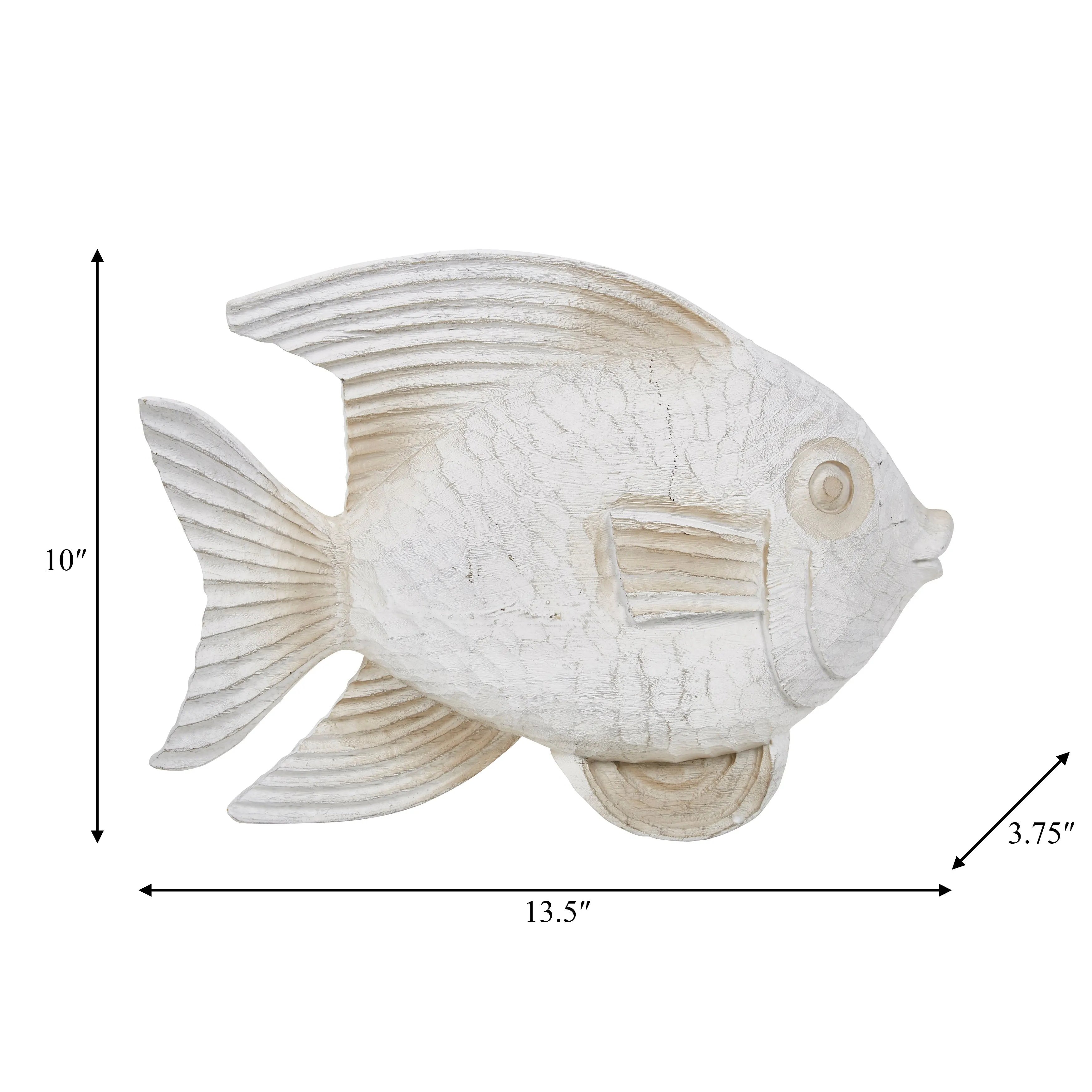 RESIN 13.5" FISH FIGURINE, WHITE WASH