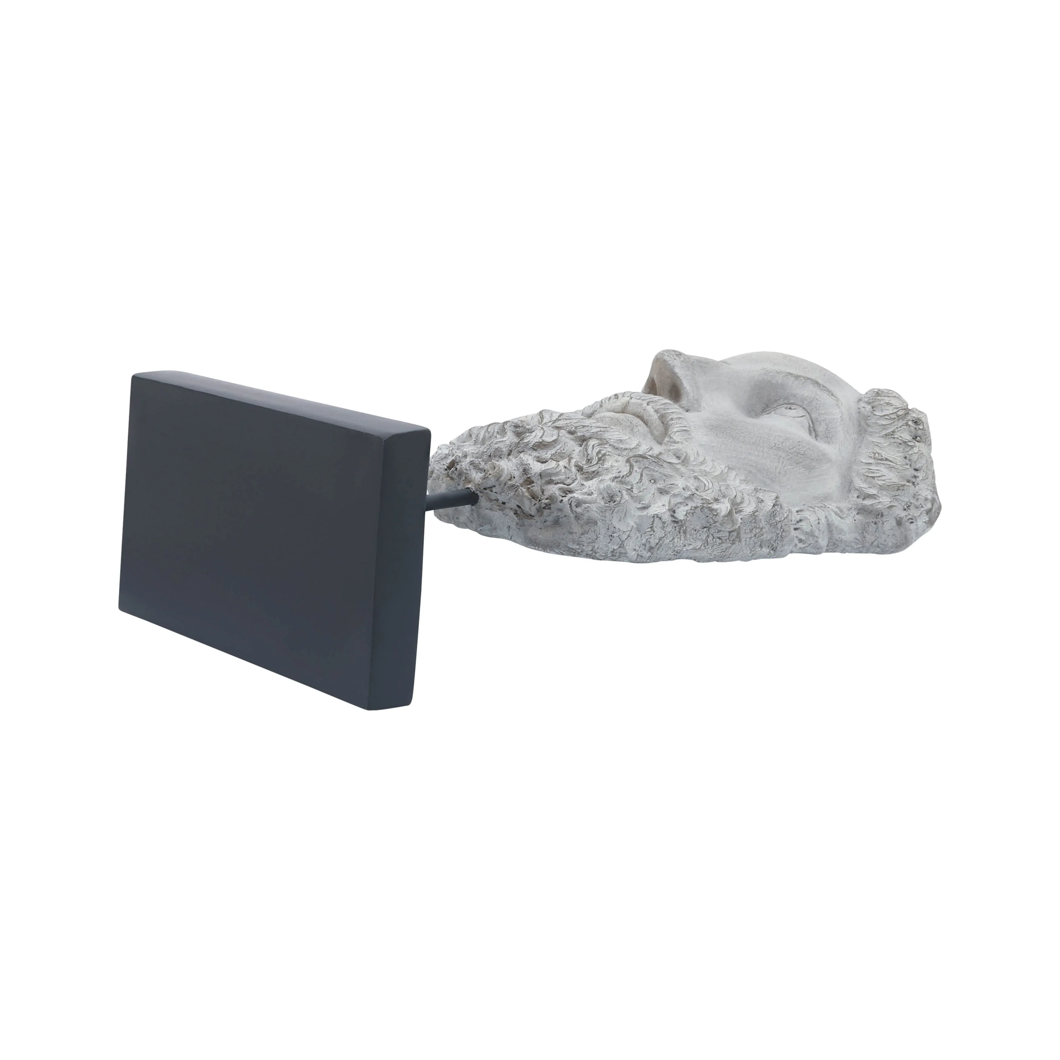 RESIN, 18"H HALF FACE ON STAND, GRAY