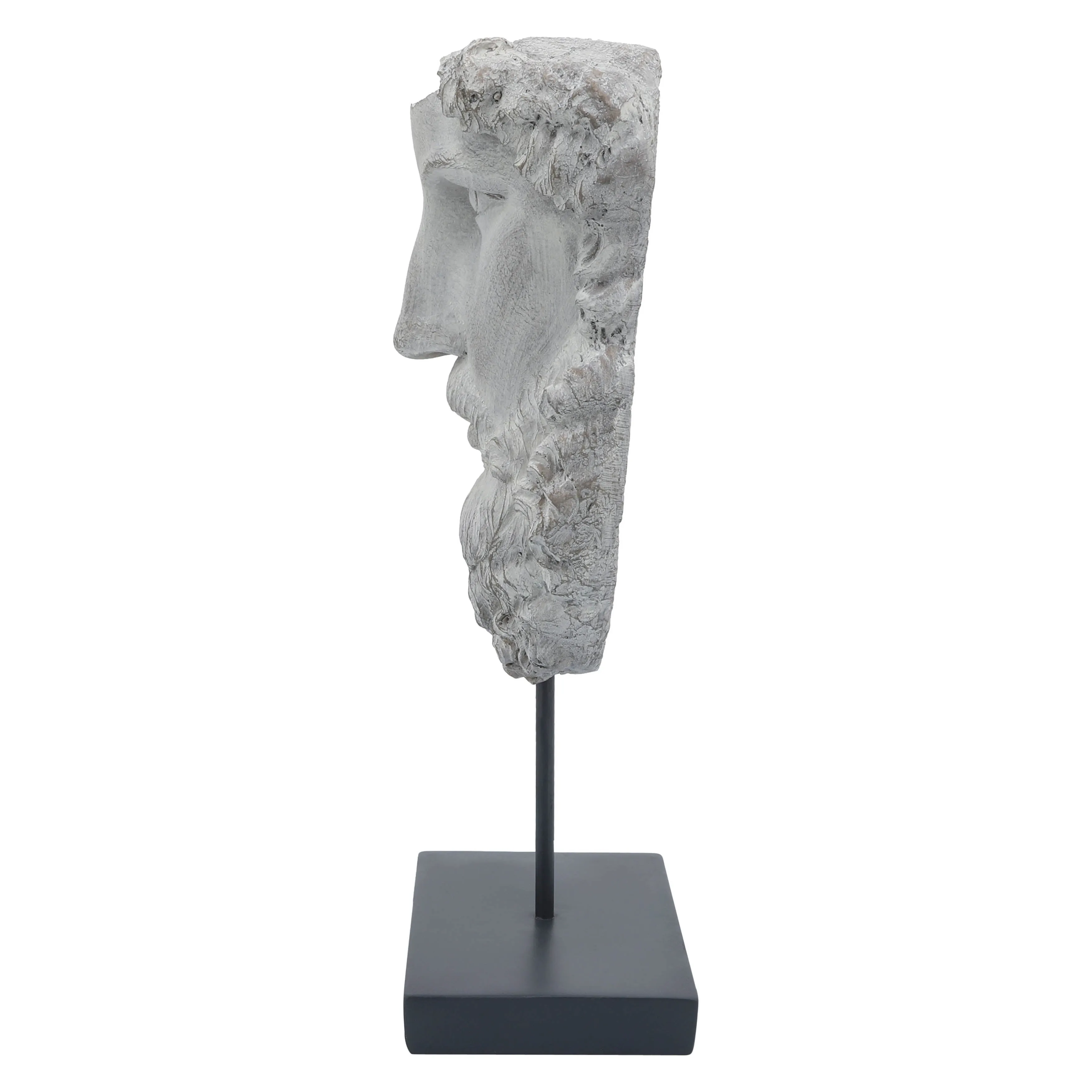 RESIN, 18"H HALF FACE ON STAND, GRAY