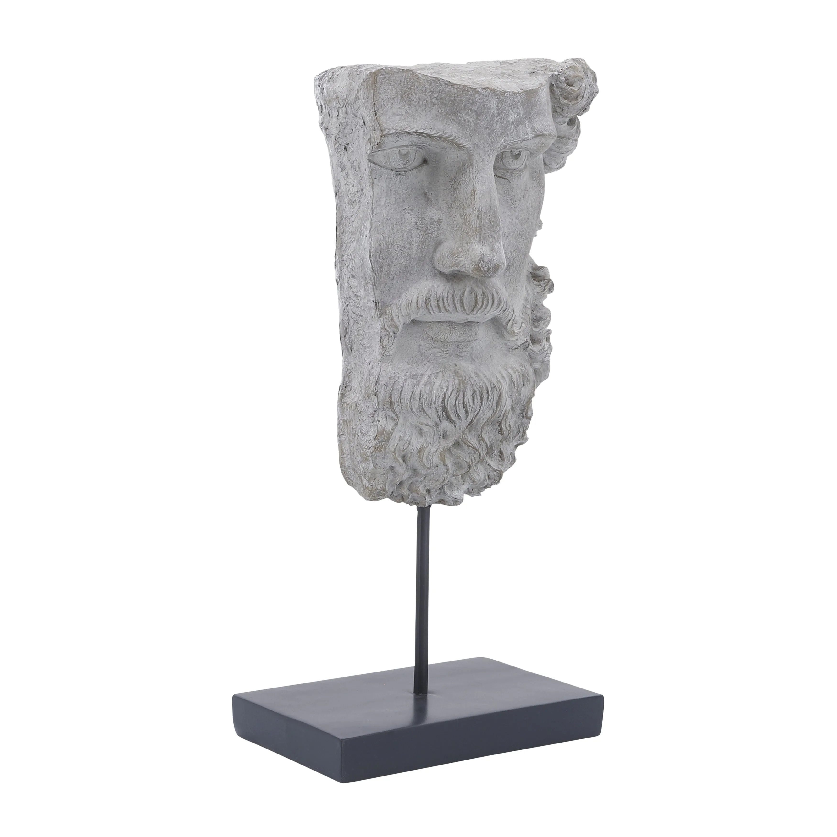 RESIN, 18"H HALF FACE ON STAND, GRAY