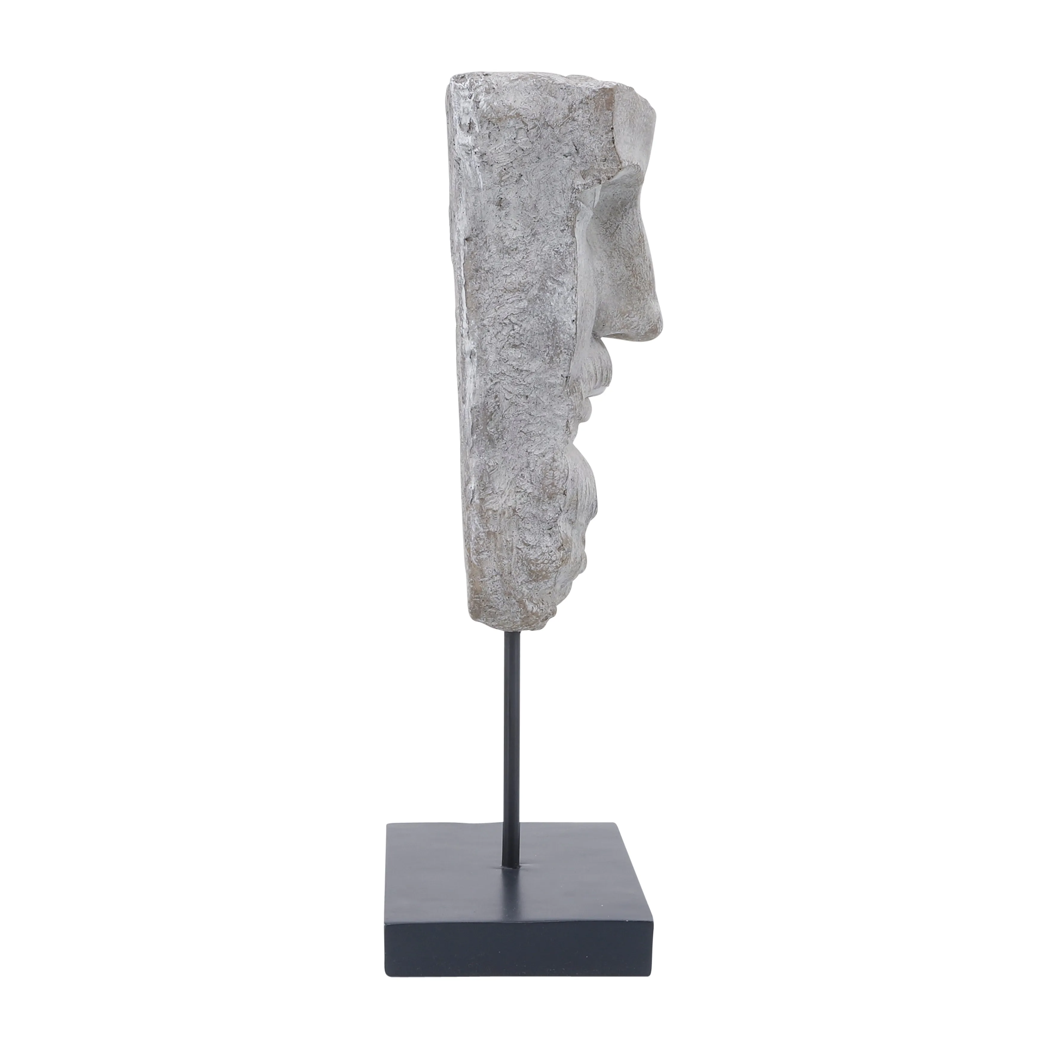 RESIN, 18"H HALF FACE ON STAND, GRAY