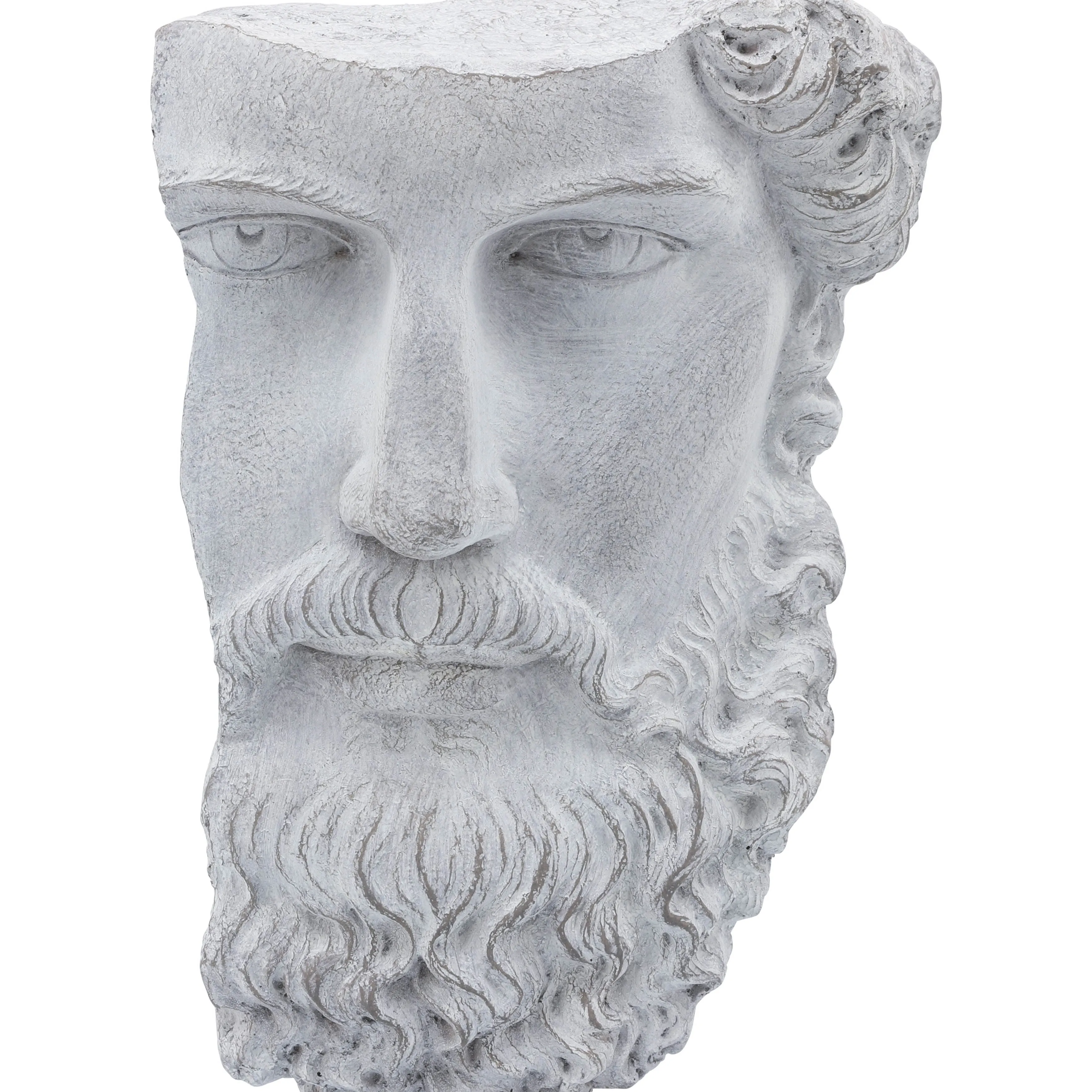 RESIN, 18"H HALF FACE ON STAND, GRAY