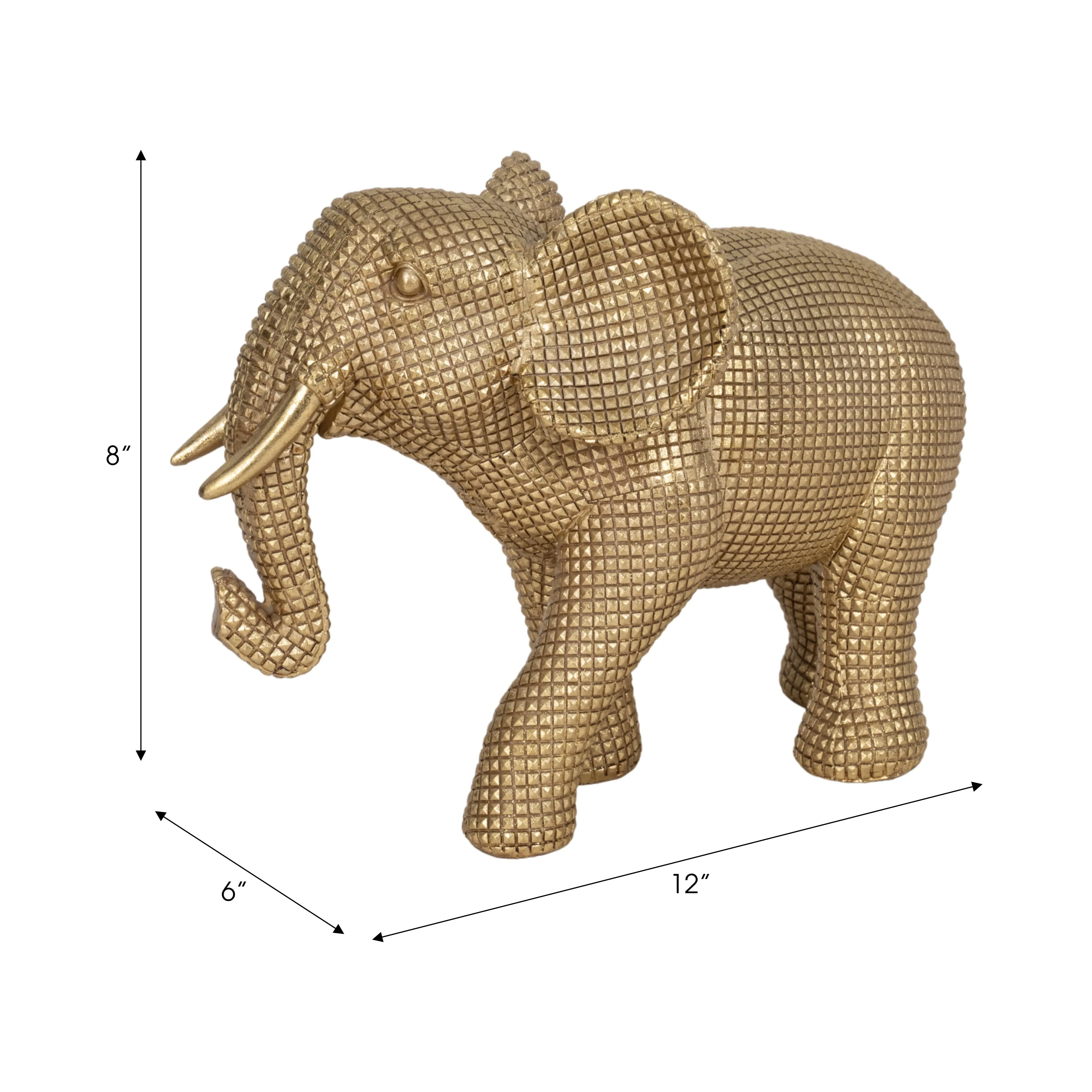RESIN, 8" ELEPHANT DECO, GOLD