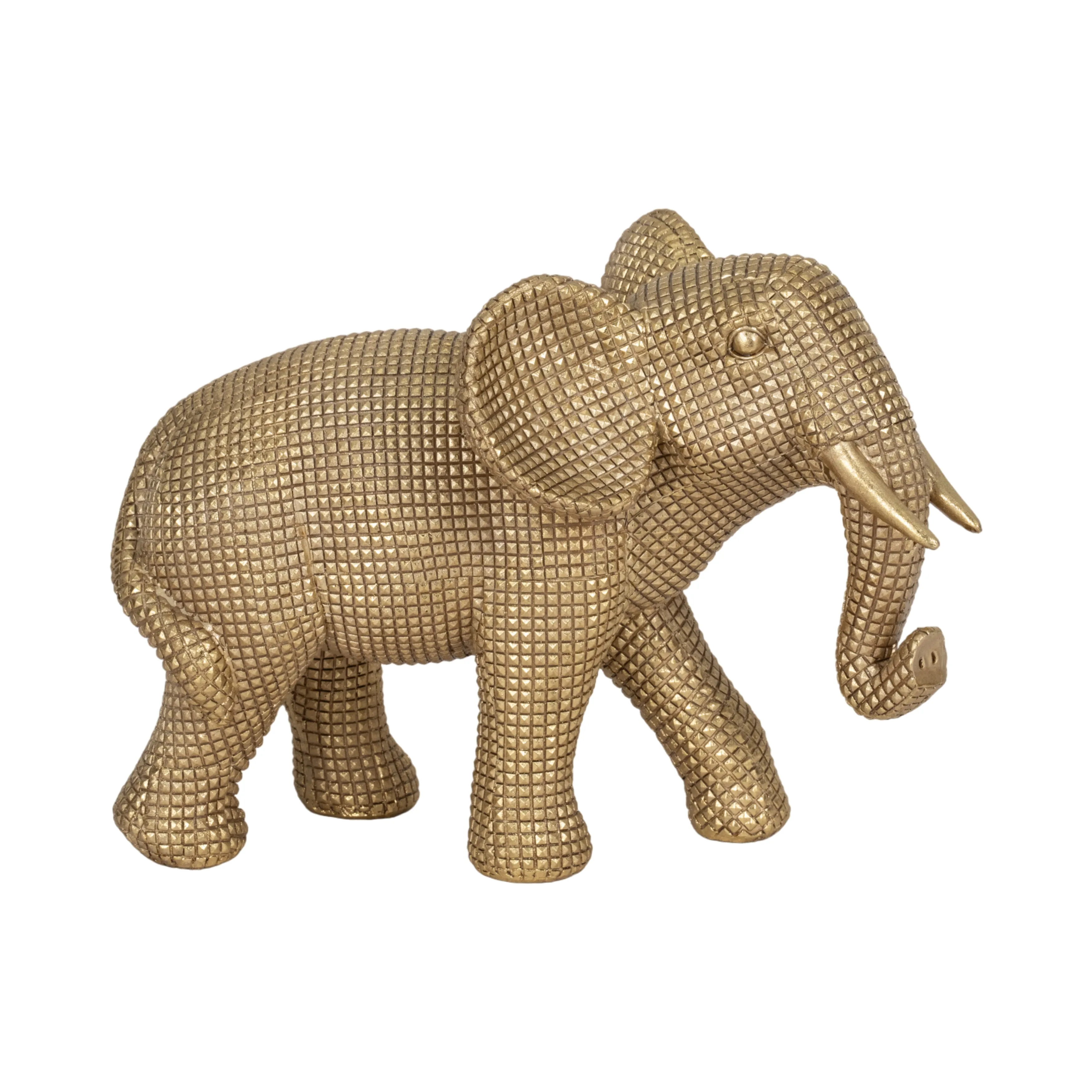 RESIN, 8" ELEPHANT DECO, GOLD