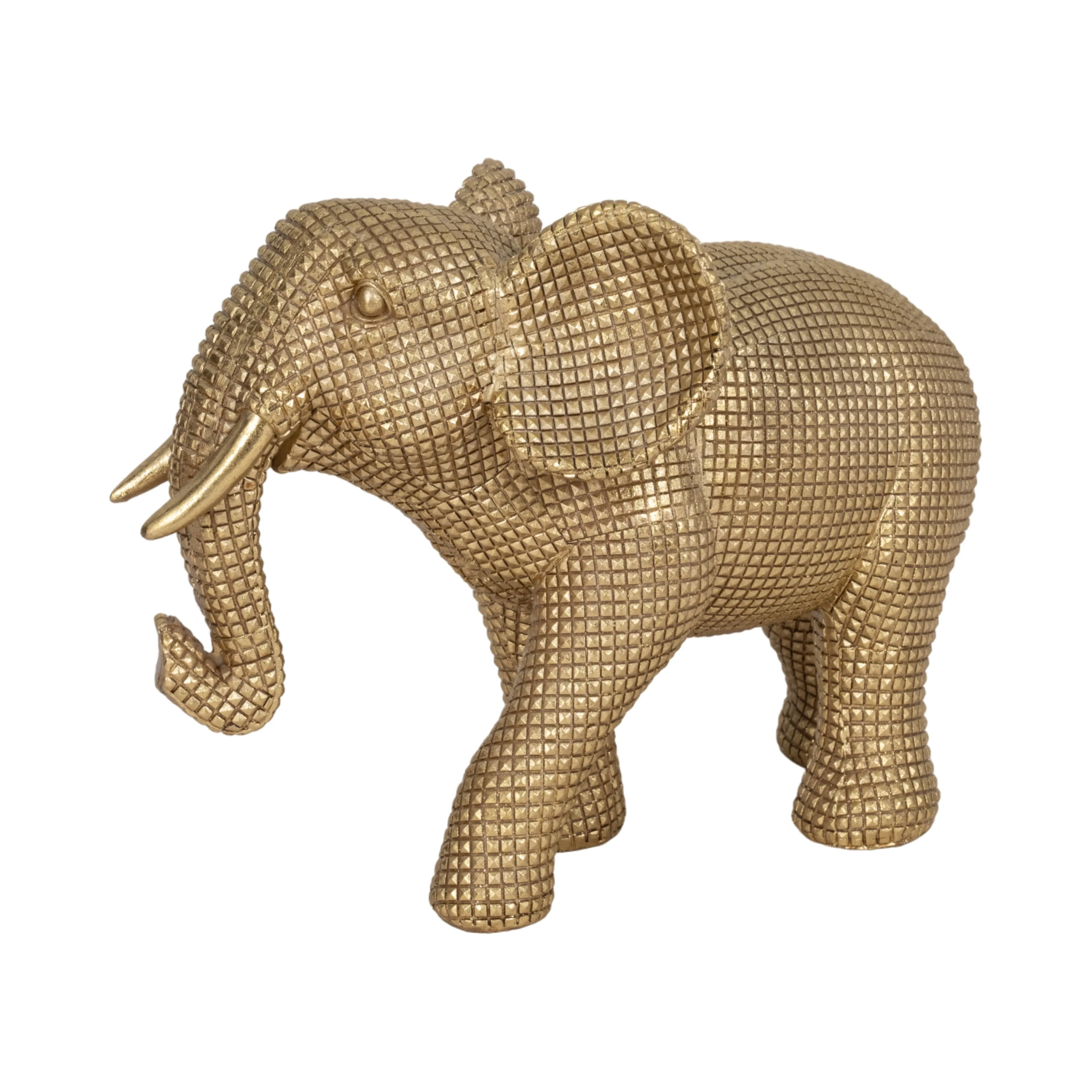 RESIN, 8" ELEPHANT DECO, GOLD