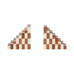 Resin, S/2 6" Steps Bookends, Ivory/natural