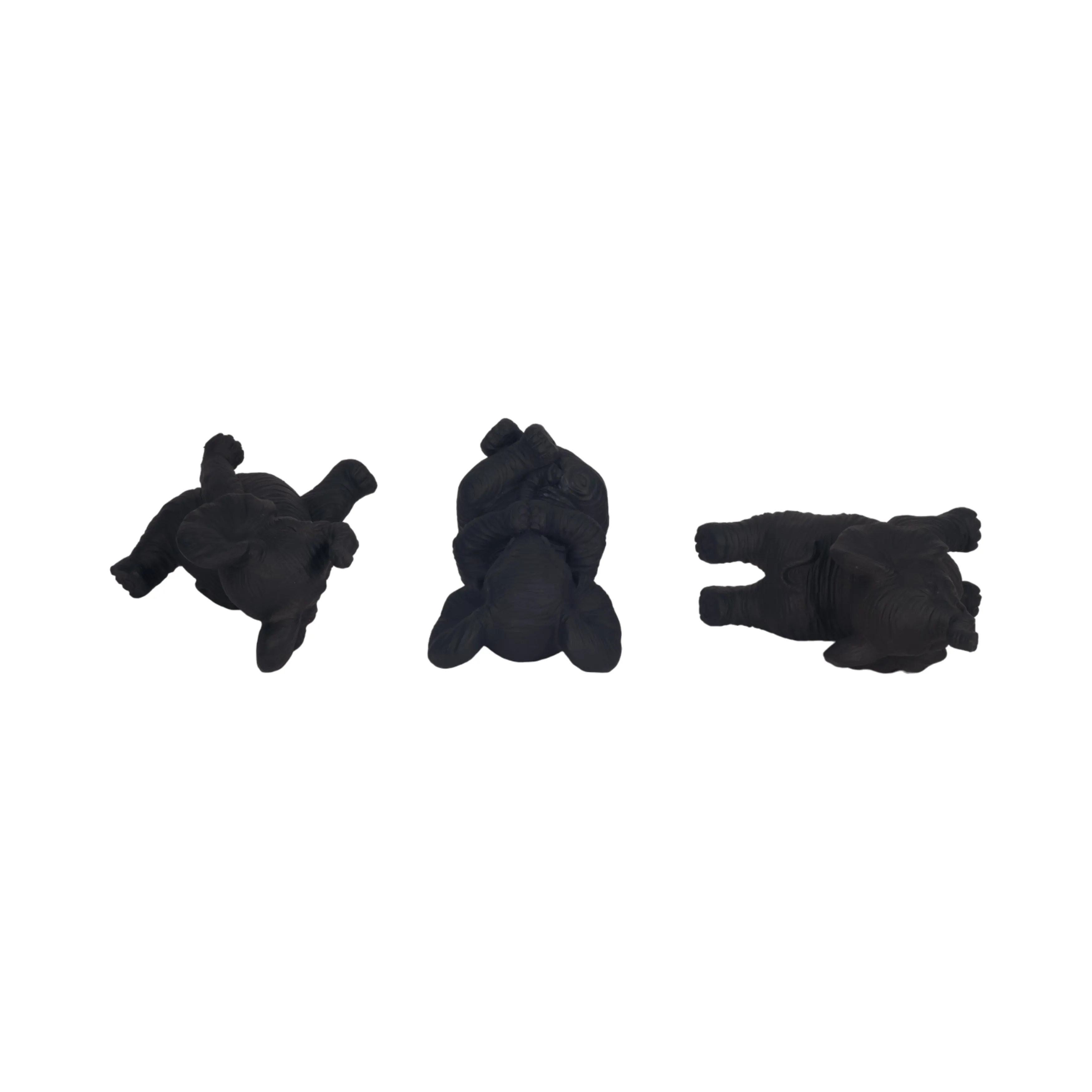 RESIN S/3 6" STONE LOOK YOGA ELEPHANT, ANTIQUE BLK