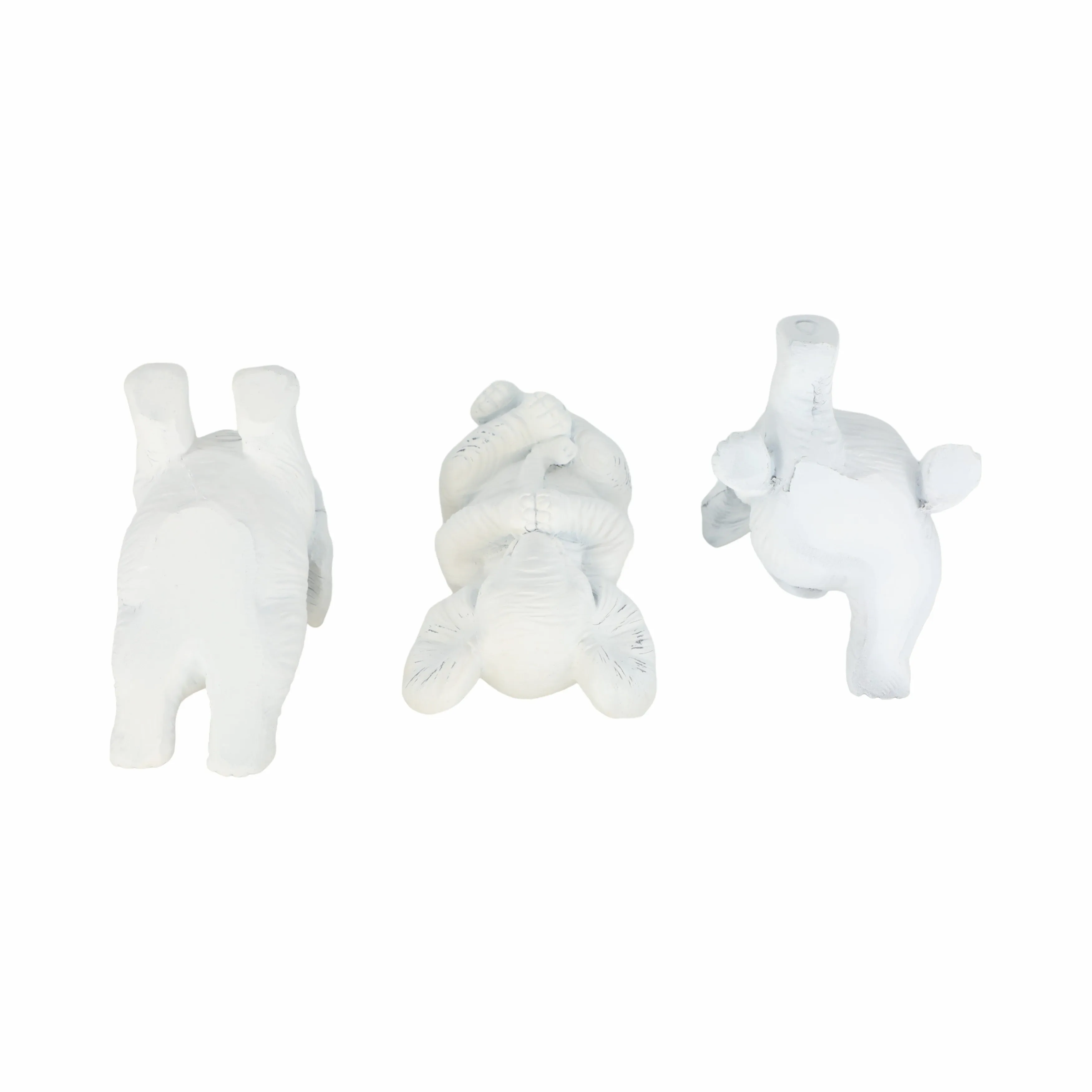 RESIN, S/3 6" STONE LOOK YOGA ELEPHANT, WHITE