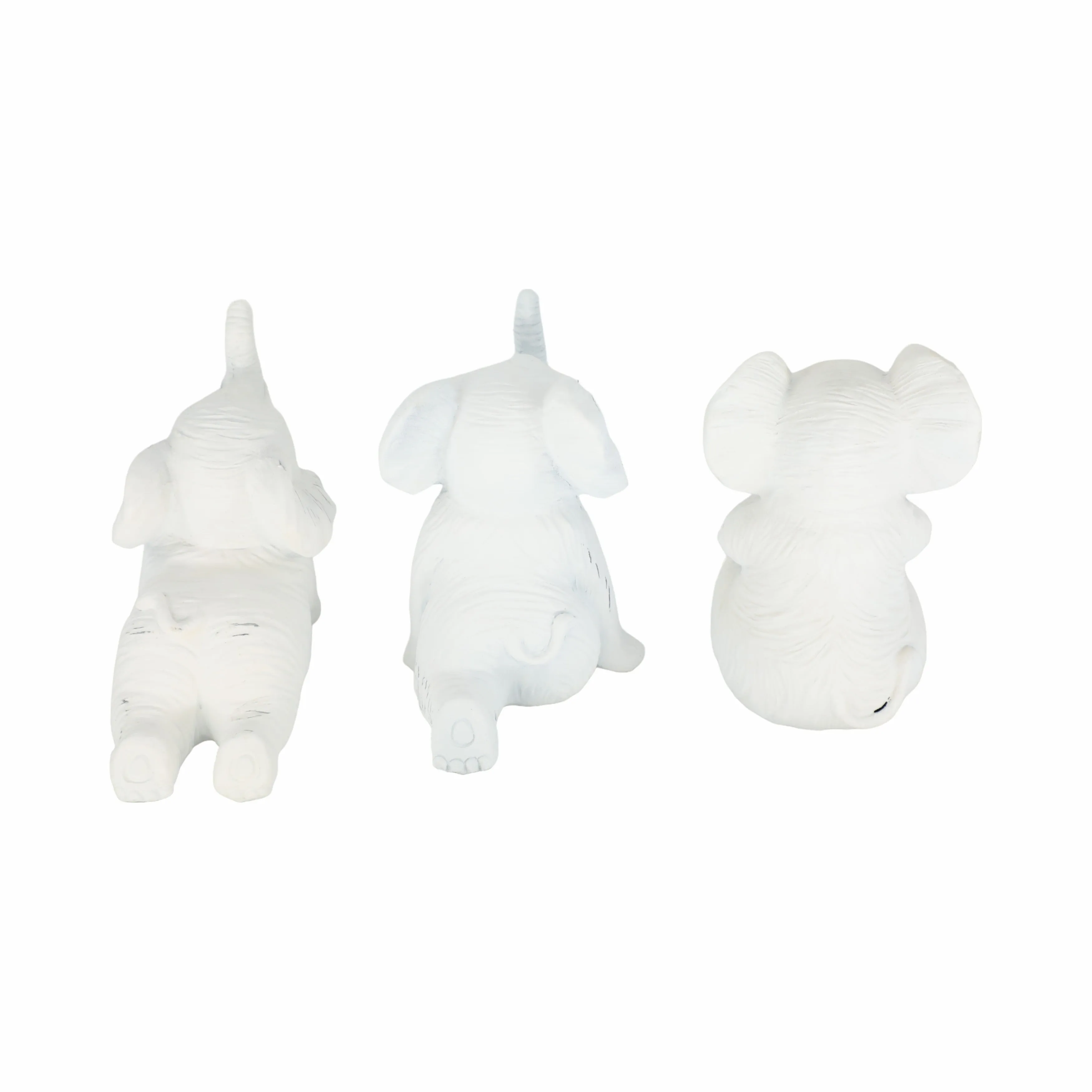 RESIN, S/3 6" STONE LOOK YOGA ELEPHANT, WHITE