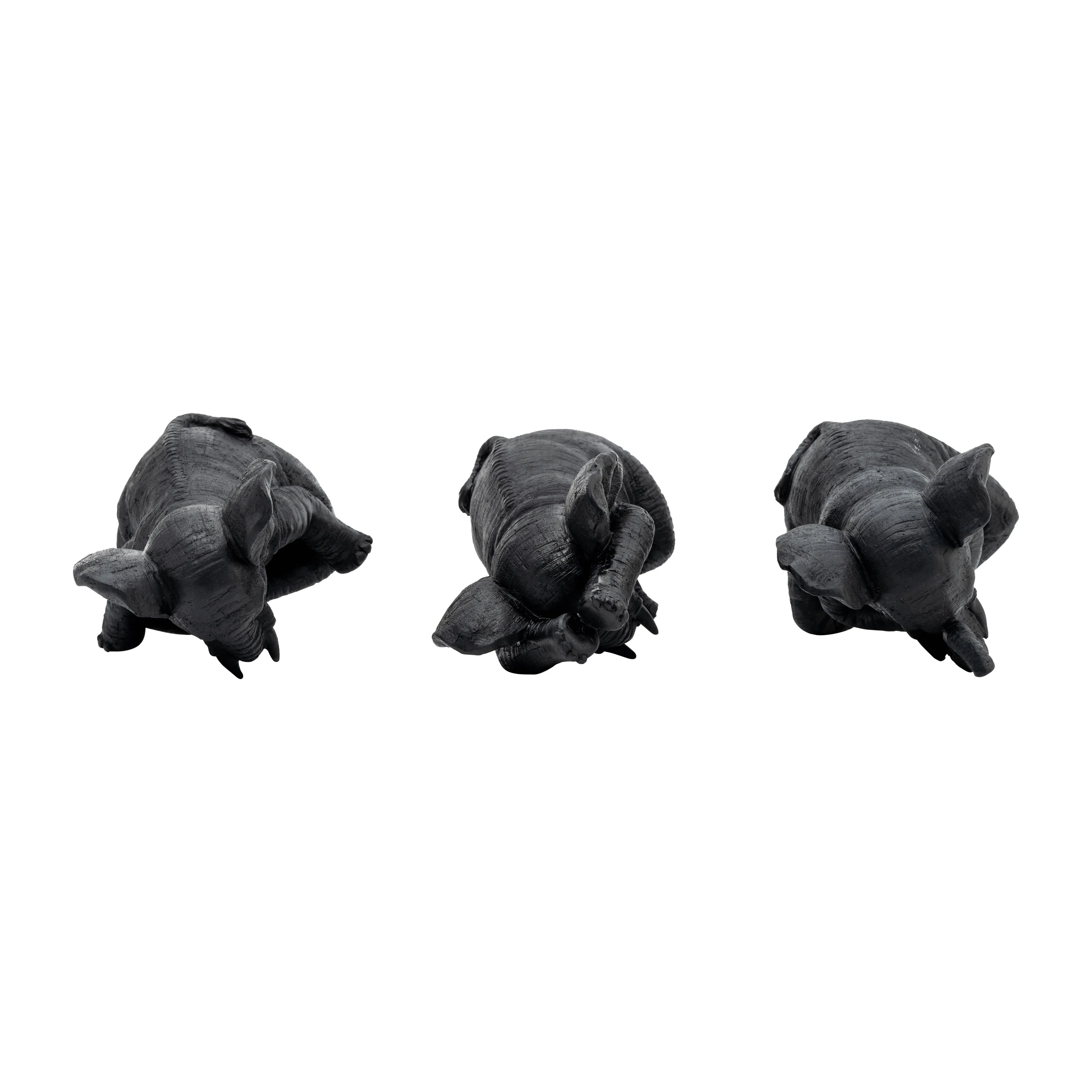 RESIN, S/3, 8"H, YOGA ELEPHANTS, BLK