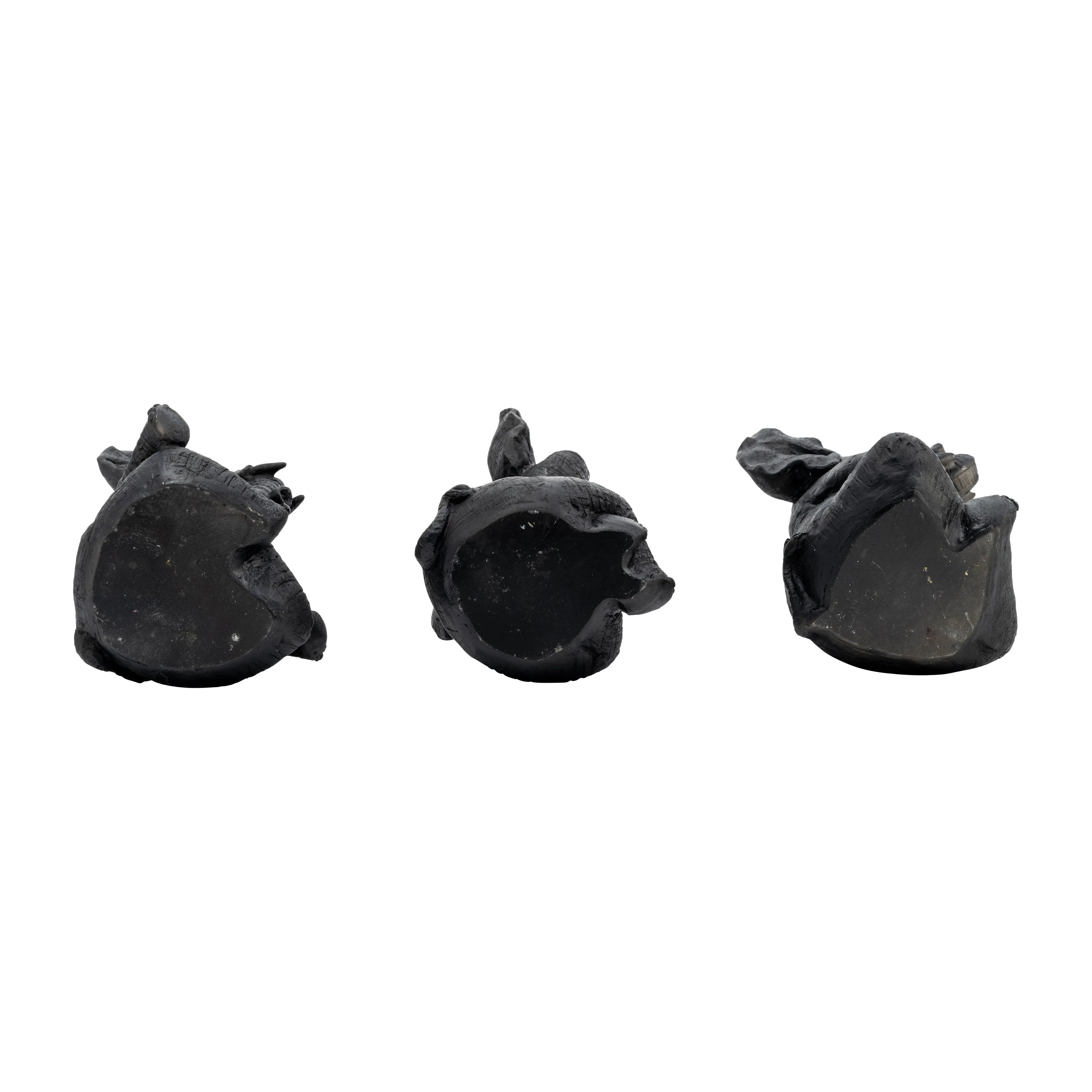RESIN, S/3, 8"H, YOGA ELEPHANTS, BLK
