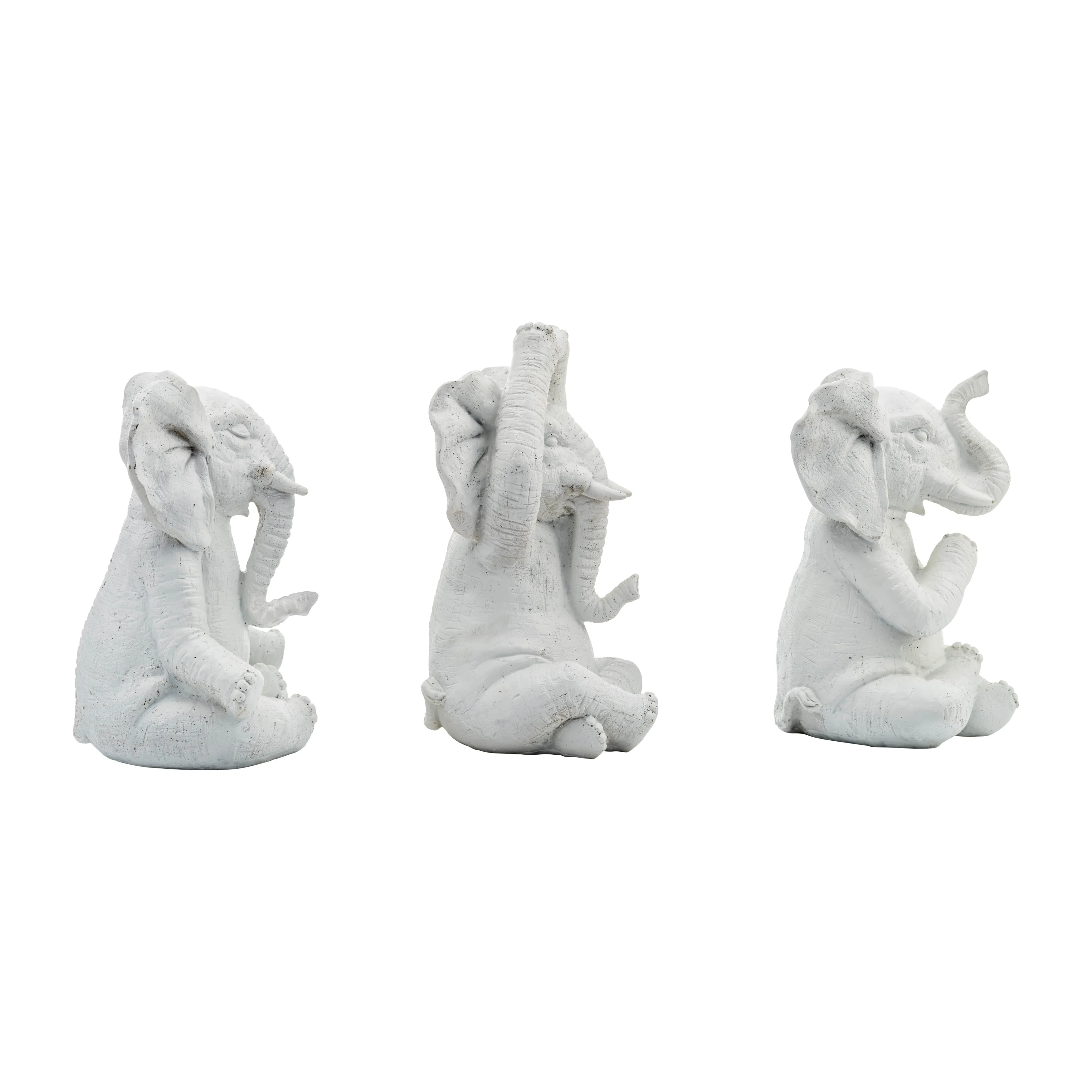 RESIN, S/3, 8"H, YOGA ELEPHANTS, WT