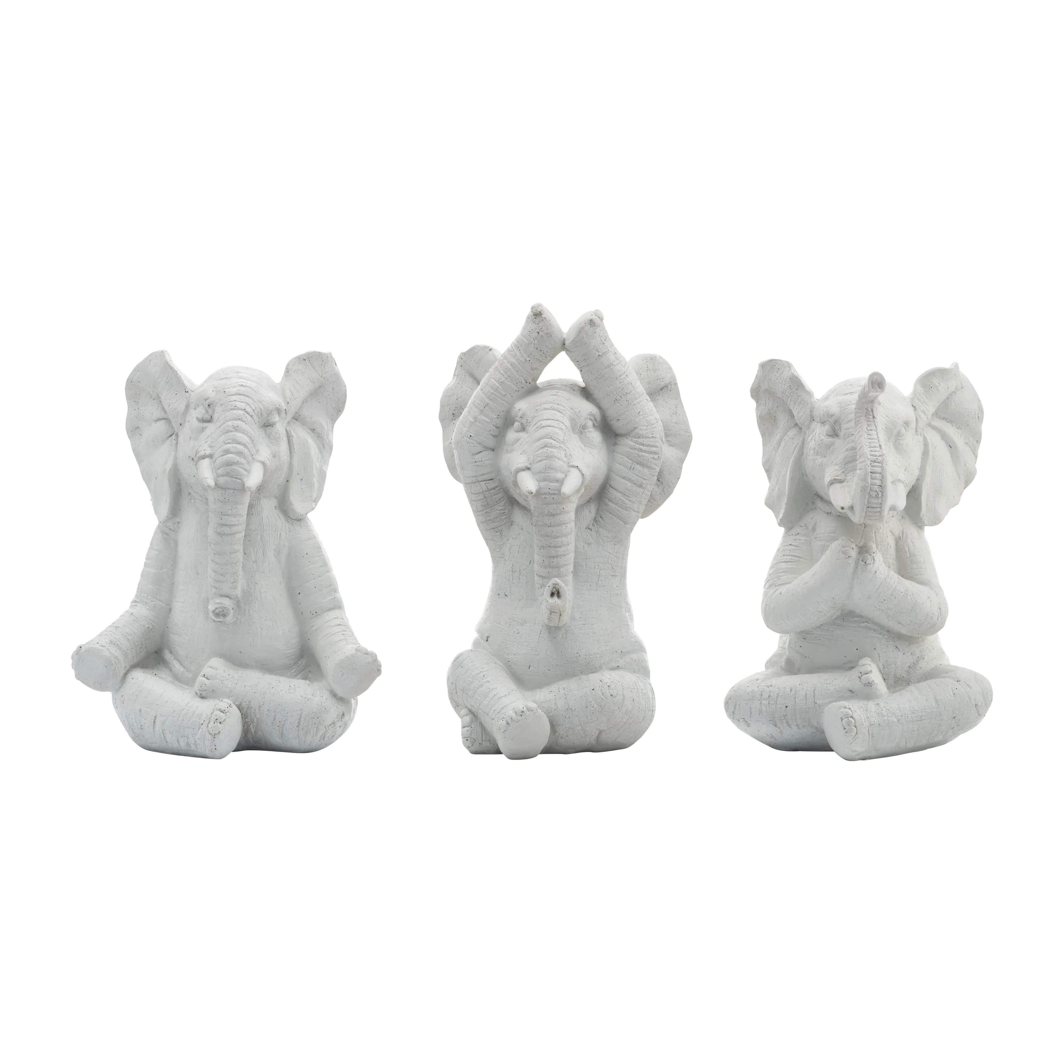 RESIN, S/3, 8"H, YOGA ELEPHANTS, WT