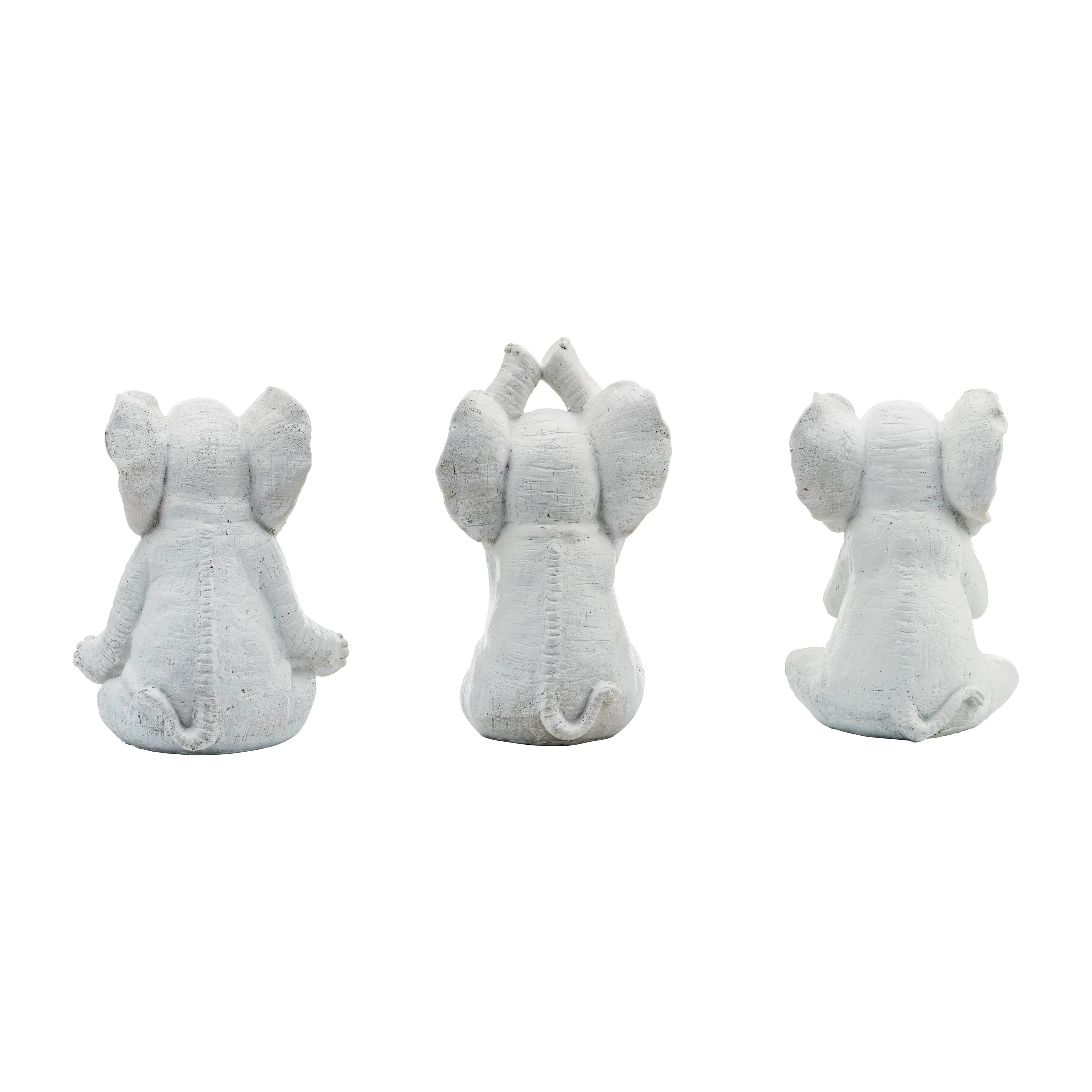 RESIN, S/3, 8"H, YOGA ELEPHANTS, WT