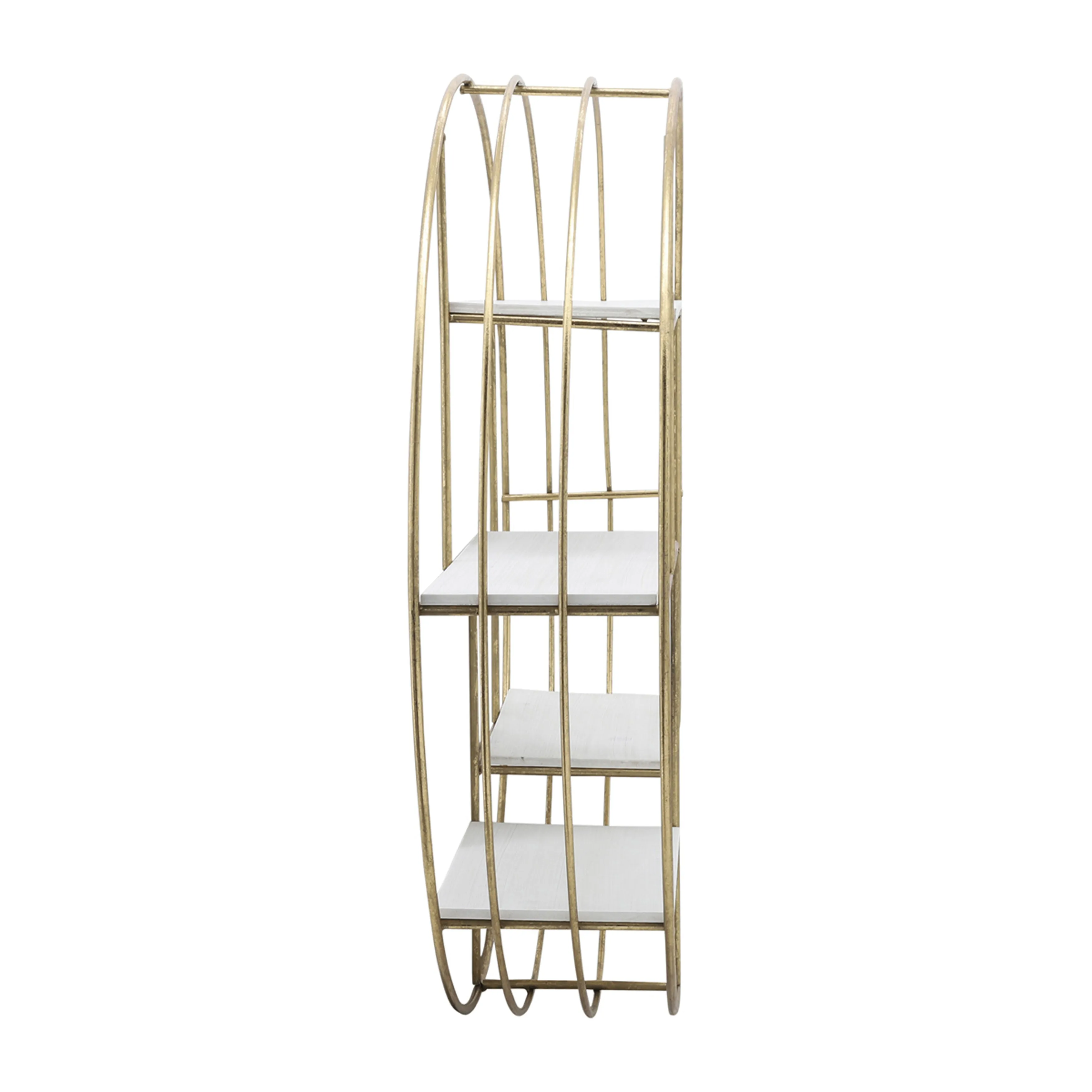 ROUND 31.5" WOOD/METAL WALL SHELF, WHITE WASH