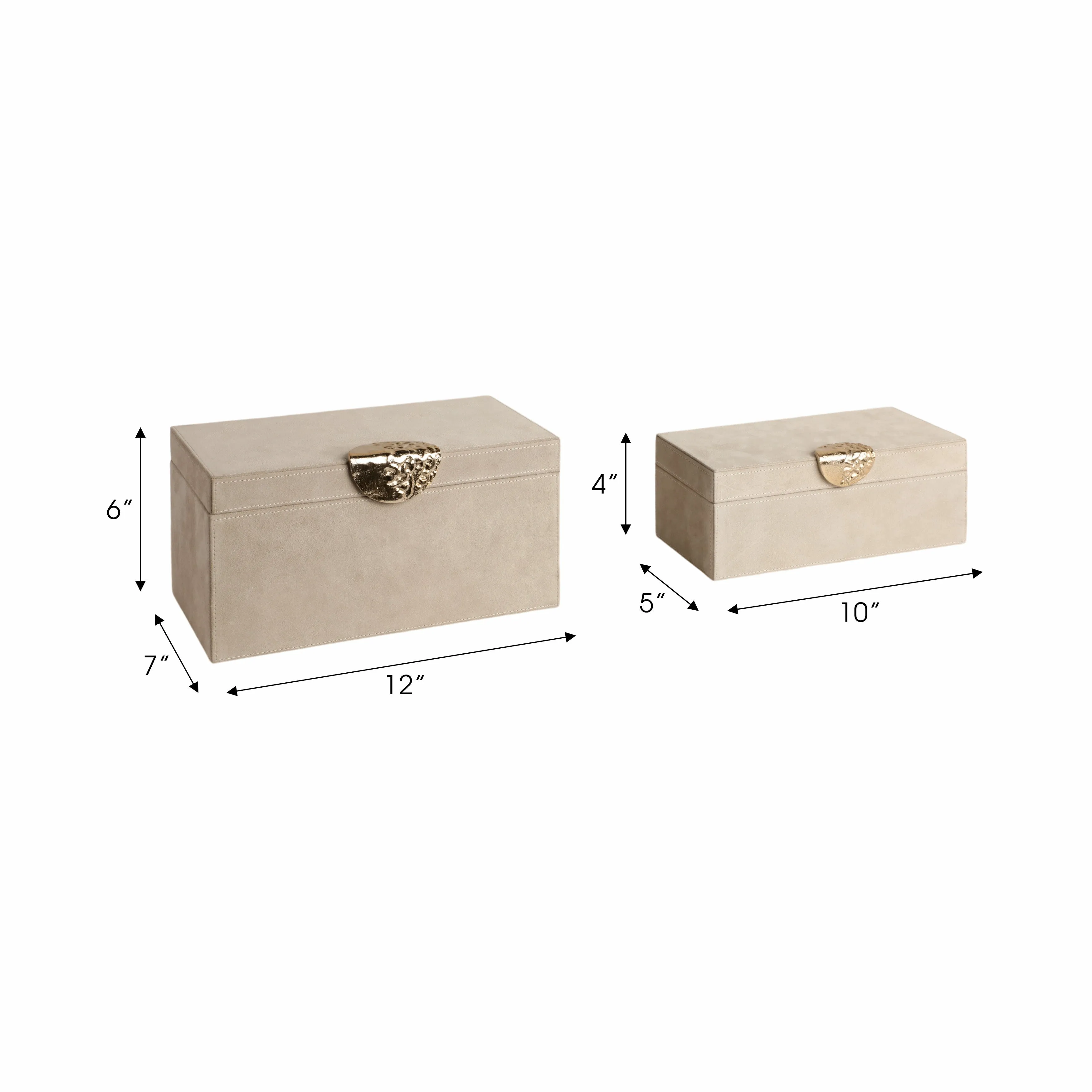 S/2 10/12" Pretoria Suede Boxes W/metak Hardware,