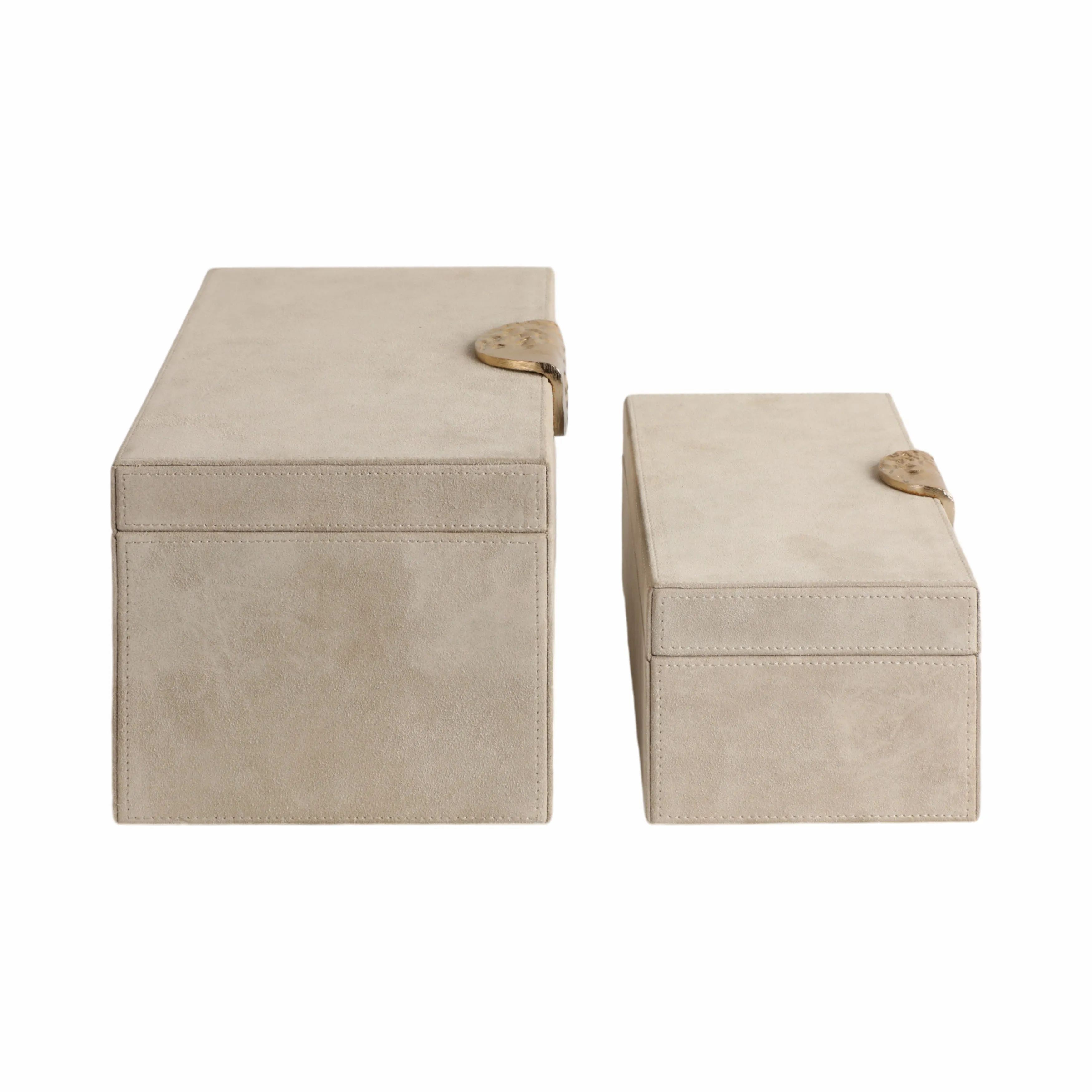 S/2 10/12" Pretoria Suede Boxes W/metak Hardware,