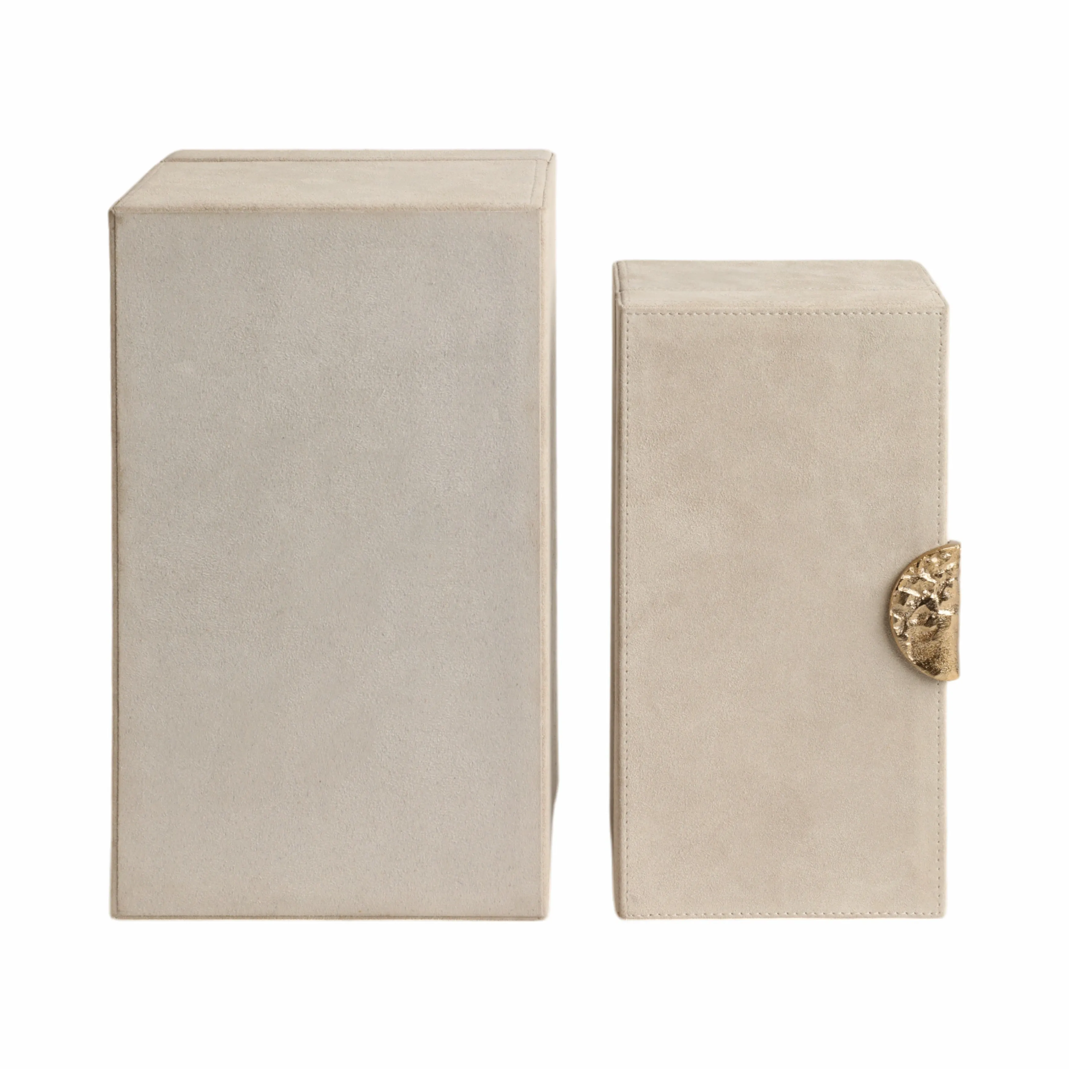 S/2 10/12" Pretoria Suede Boxes W/metak Hardware,
