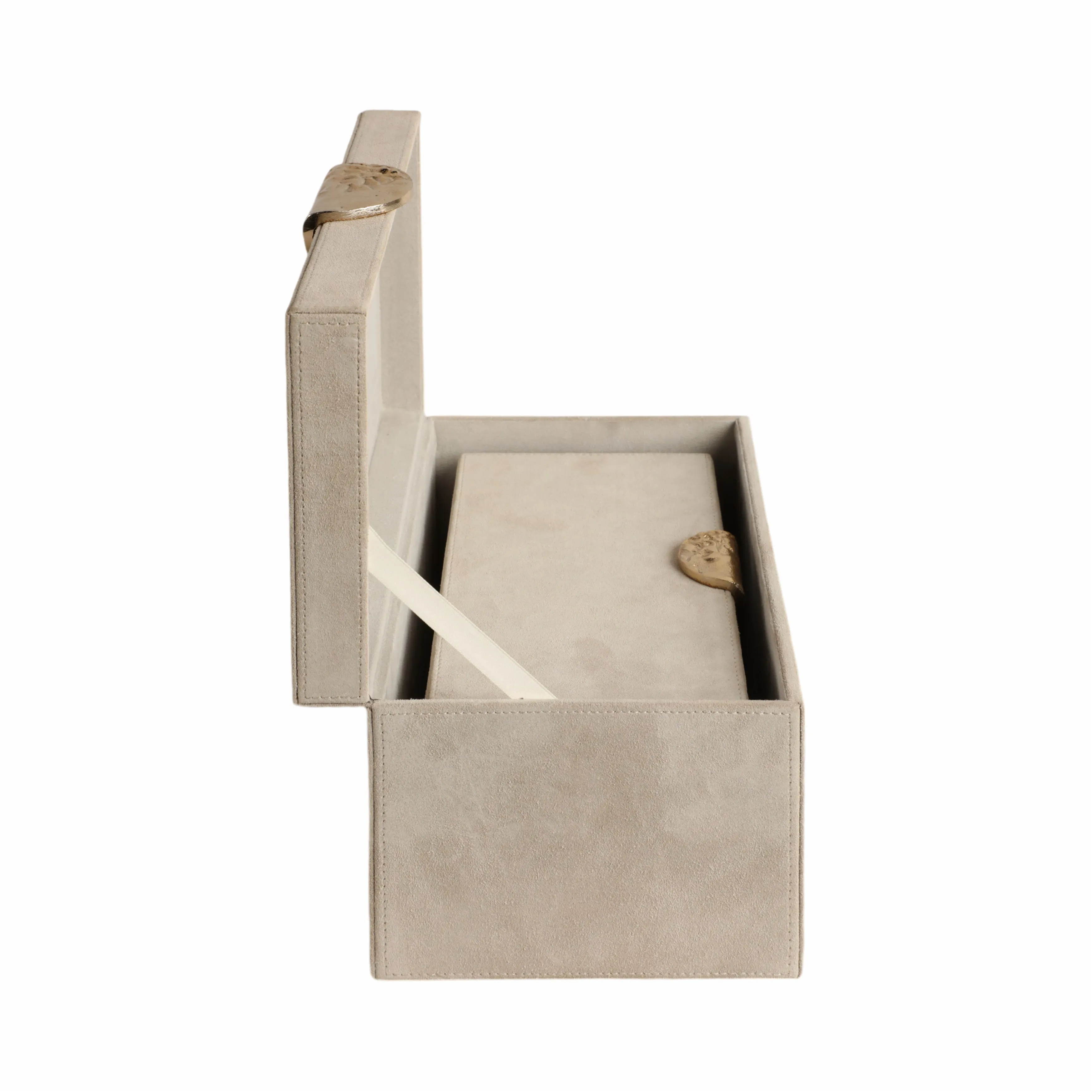 S/2 10/12" Pretoria Suede Boxes W/metak Hardware,