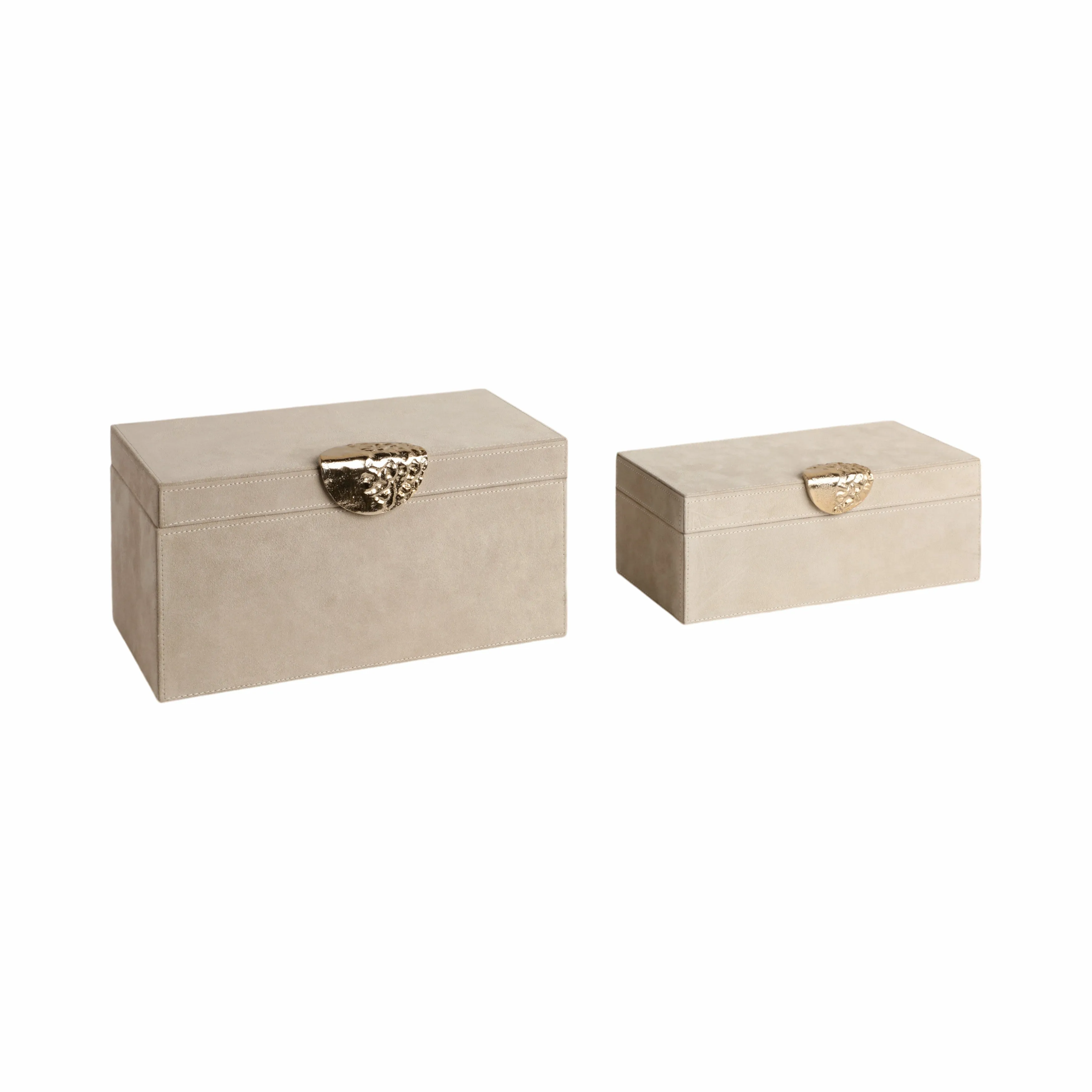 S/2 10/12" Pretoria Suede Boxes W/metak Hardware,
