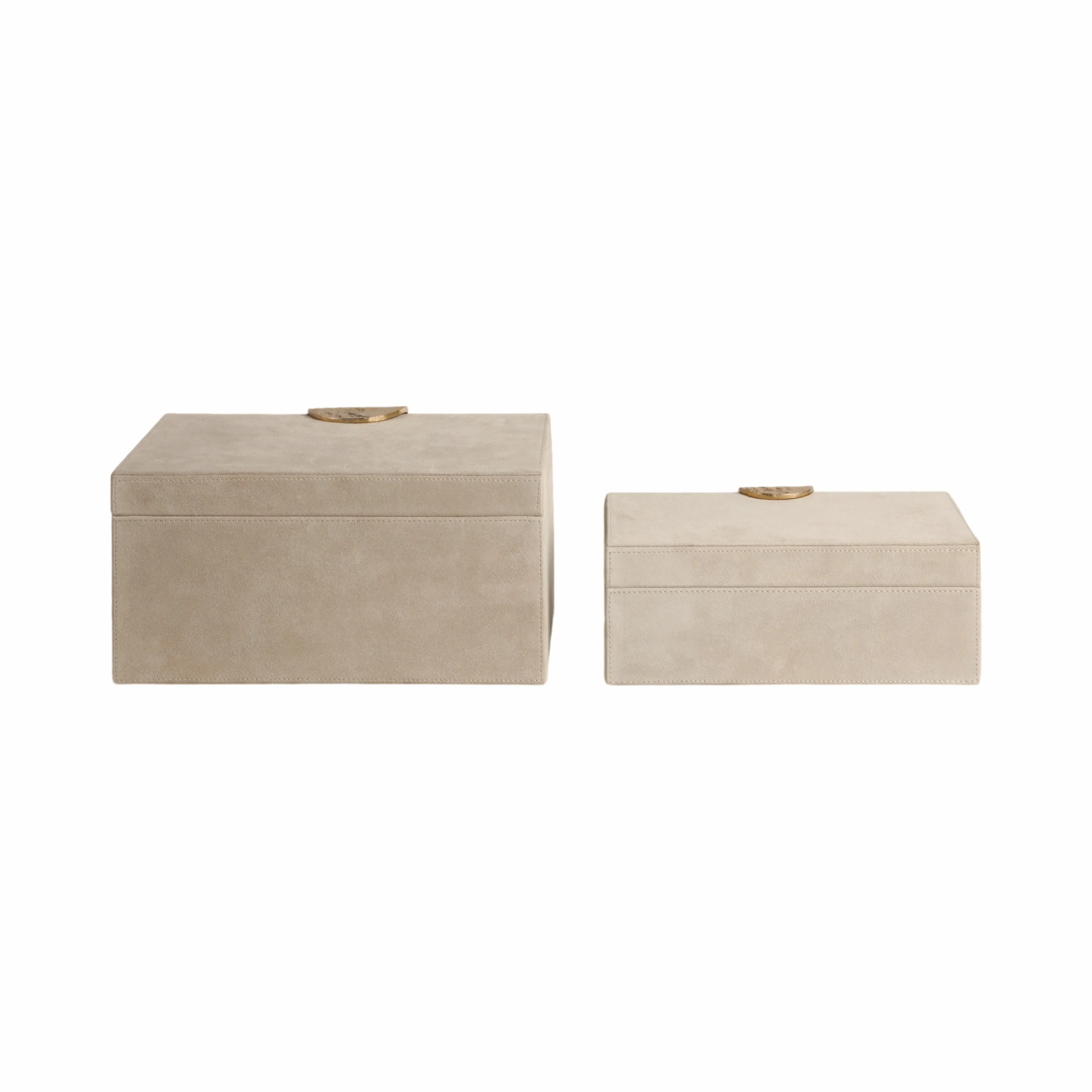S/2 10/12" Pretoria Suede Boxes W/metak Hardware,