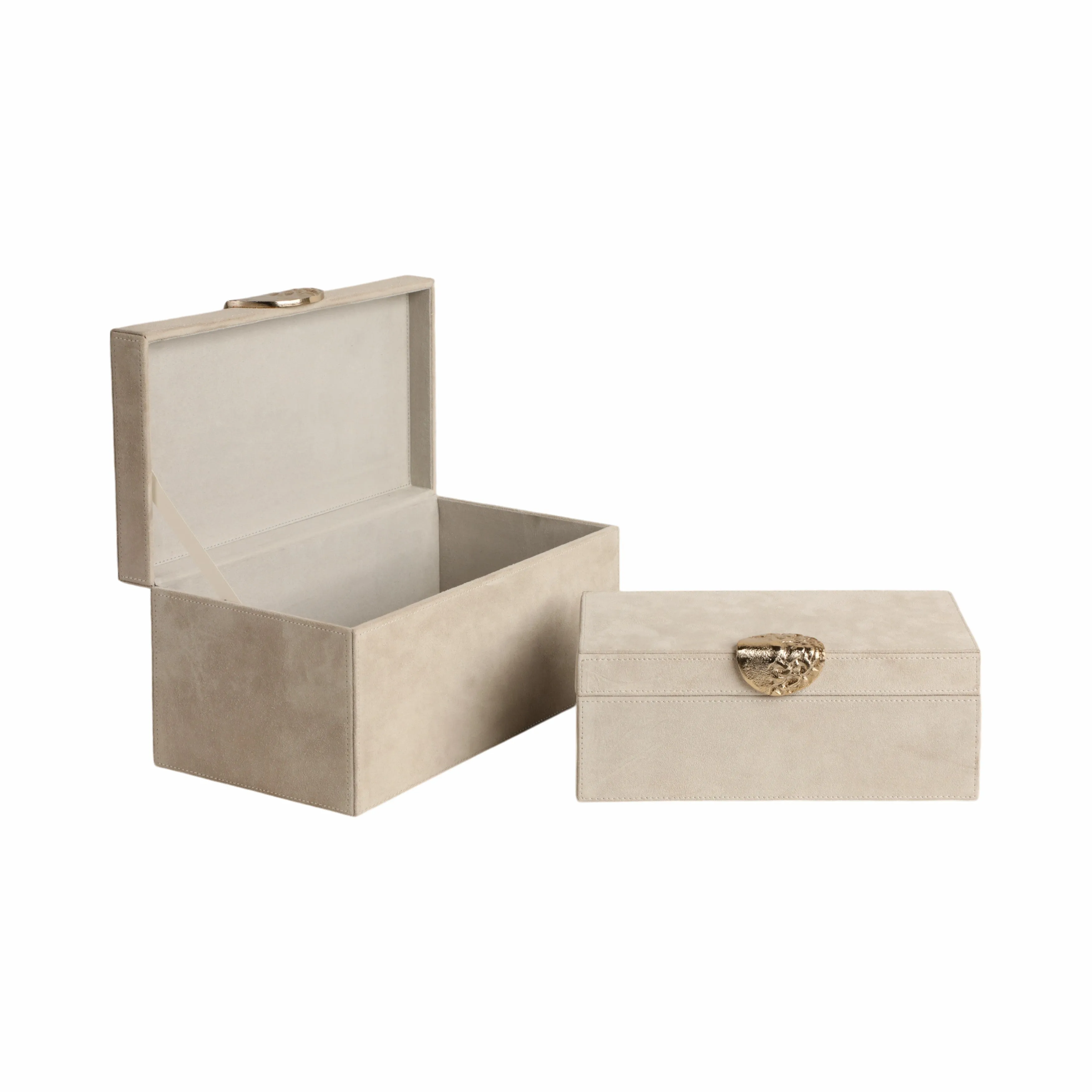 S/2 10/12" Pretoria Suede Boxes W/metak Hardware,
