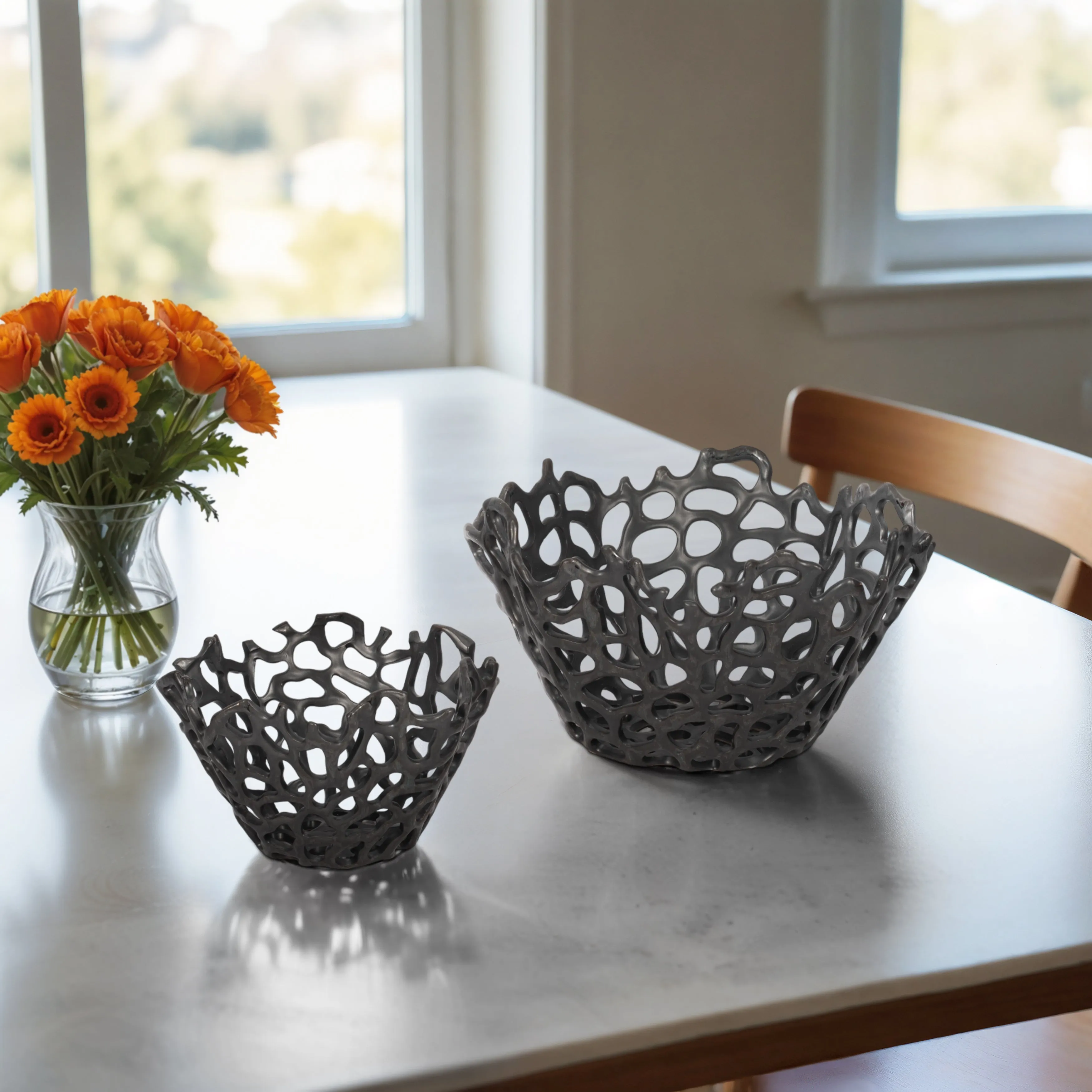 S/2 10/13" Steffi Black Ceramic Bowls