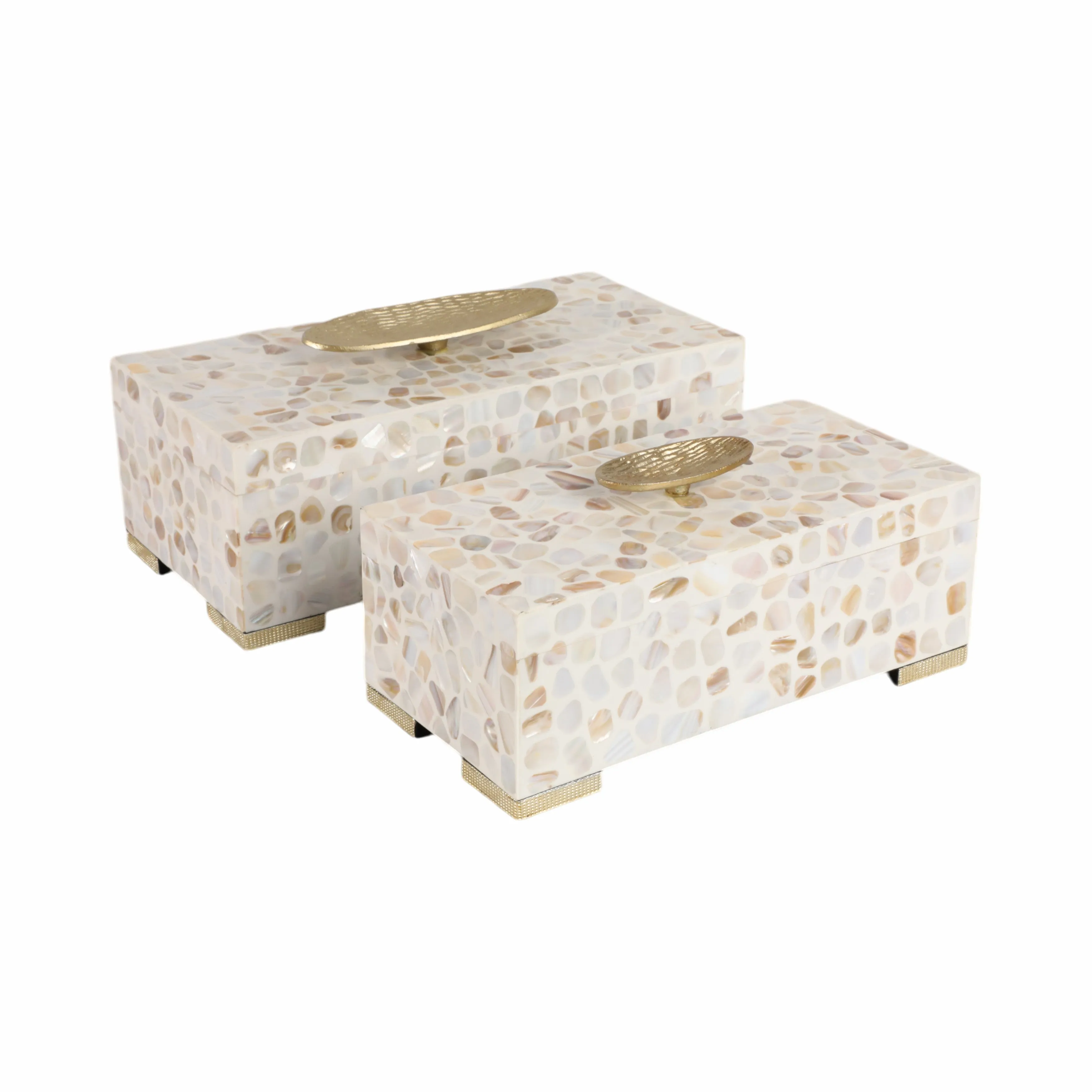 S/2 12/14" Allerd Mother & Pearl Boxes