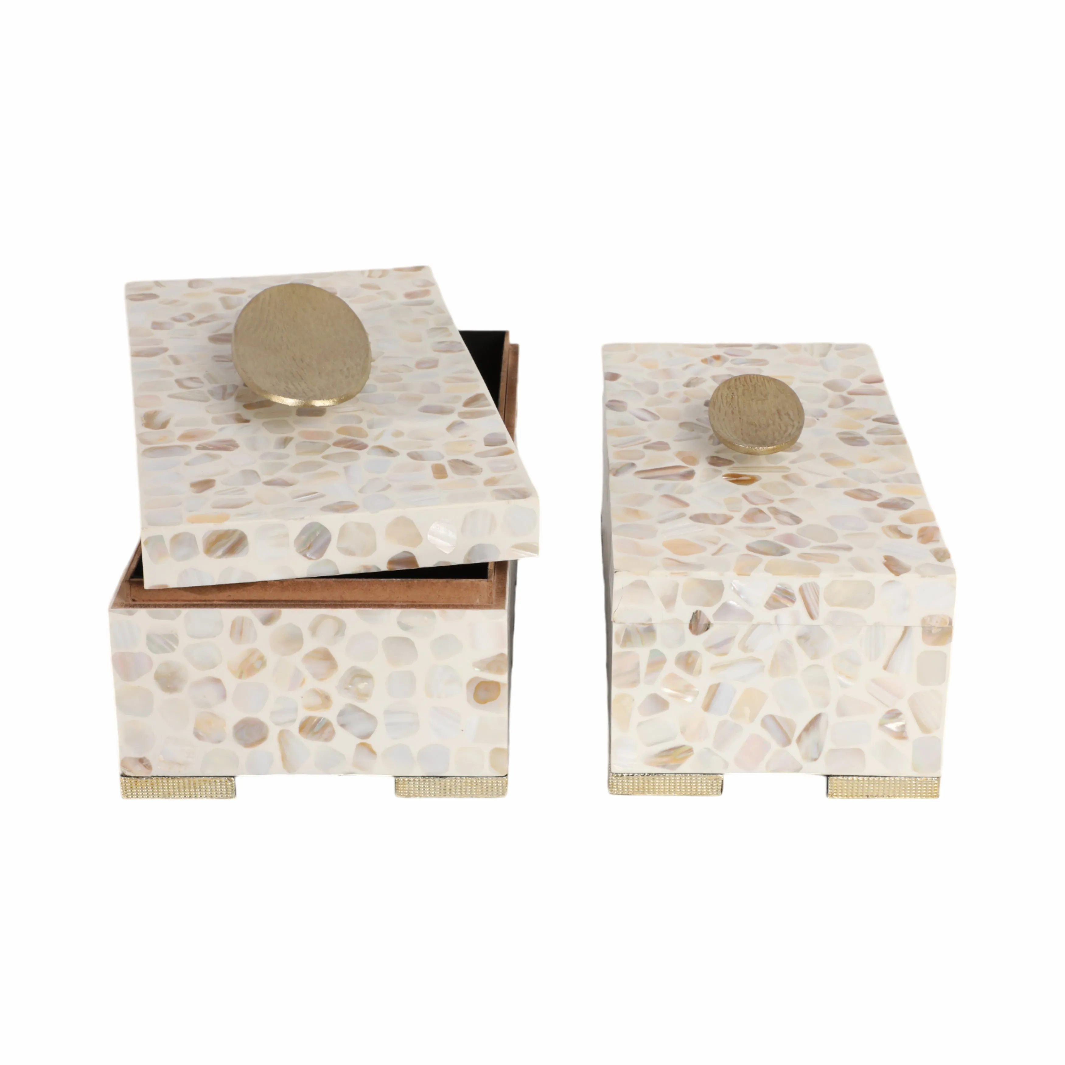 S/2 12/14" Allerd Mother & Pearl Boxes