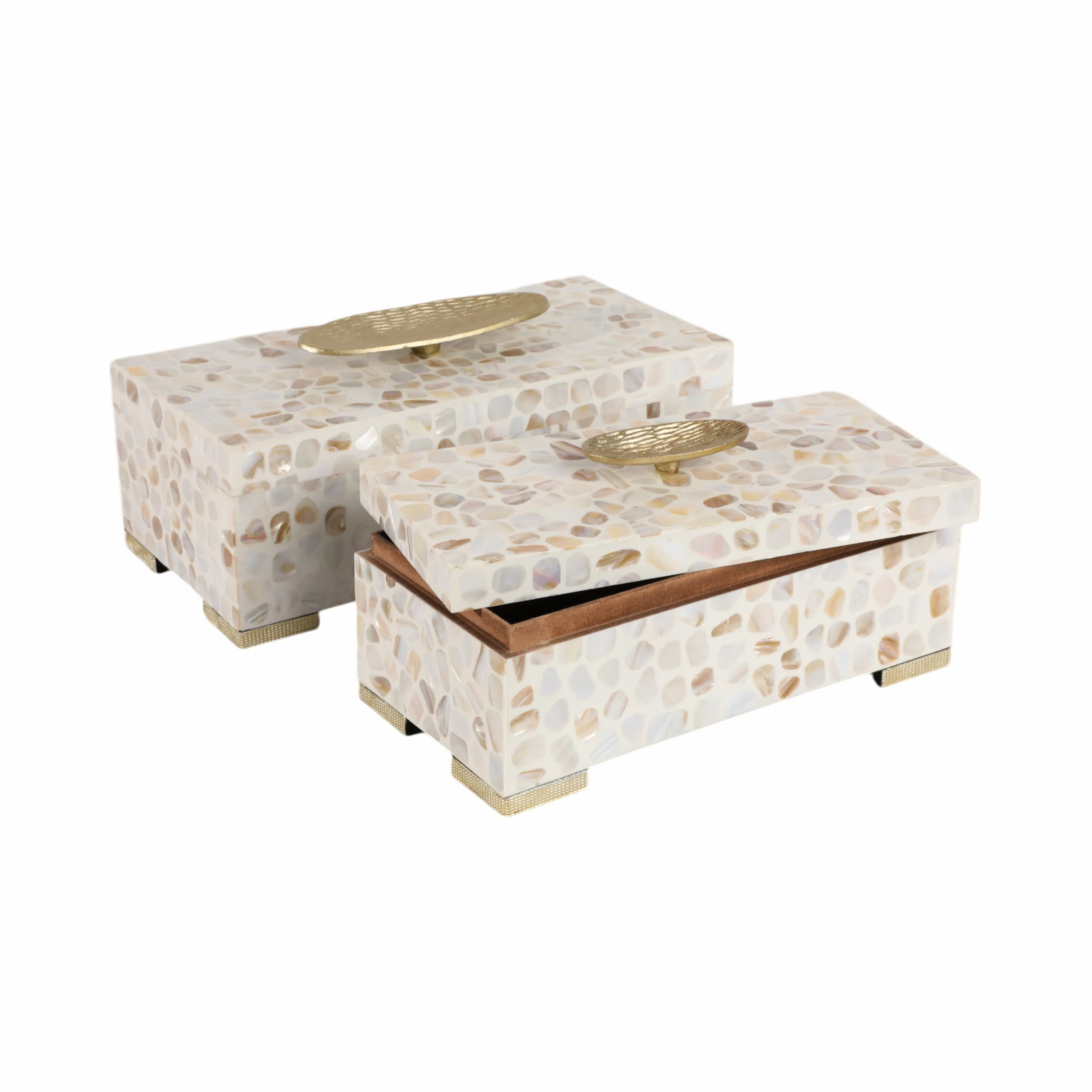 S/2 12/14" Allerd Mother & Pearl Boxes