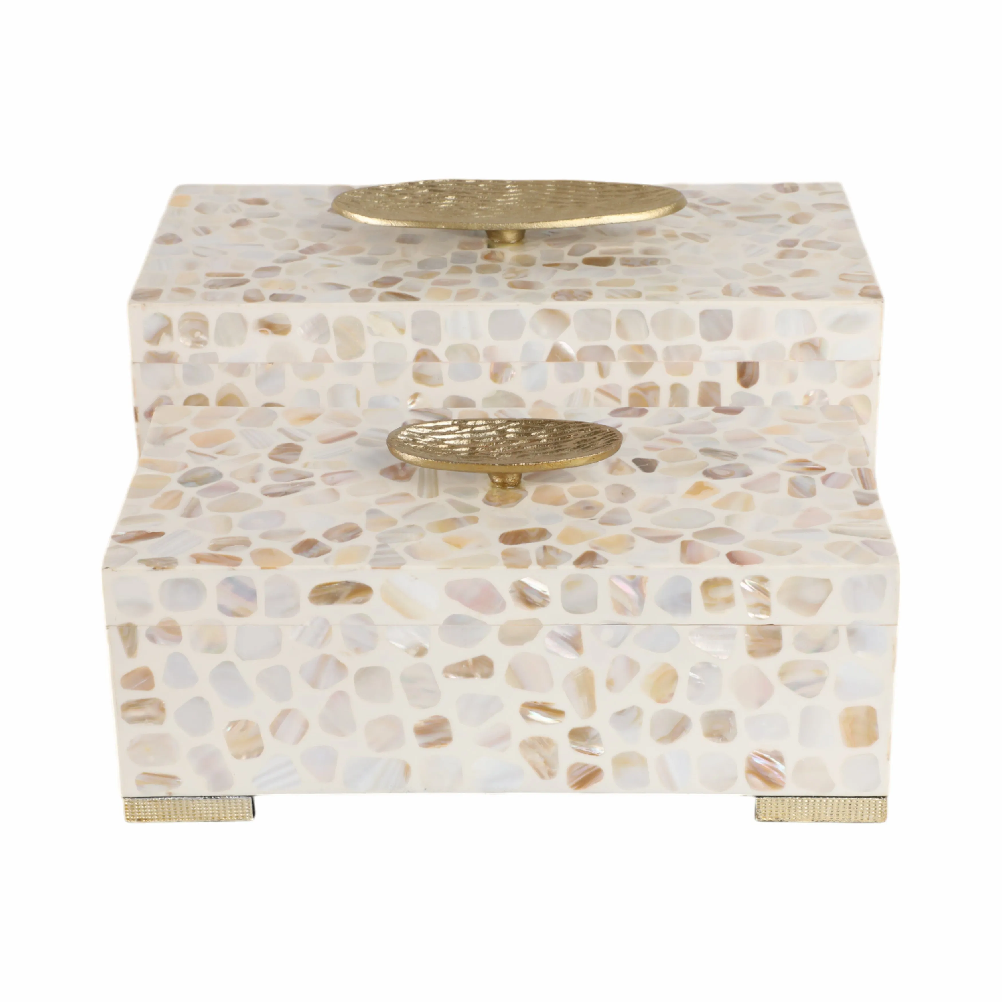 S/2 12/14" Allerd Mother & Pearl Boxes