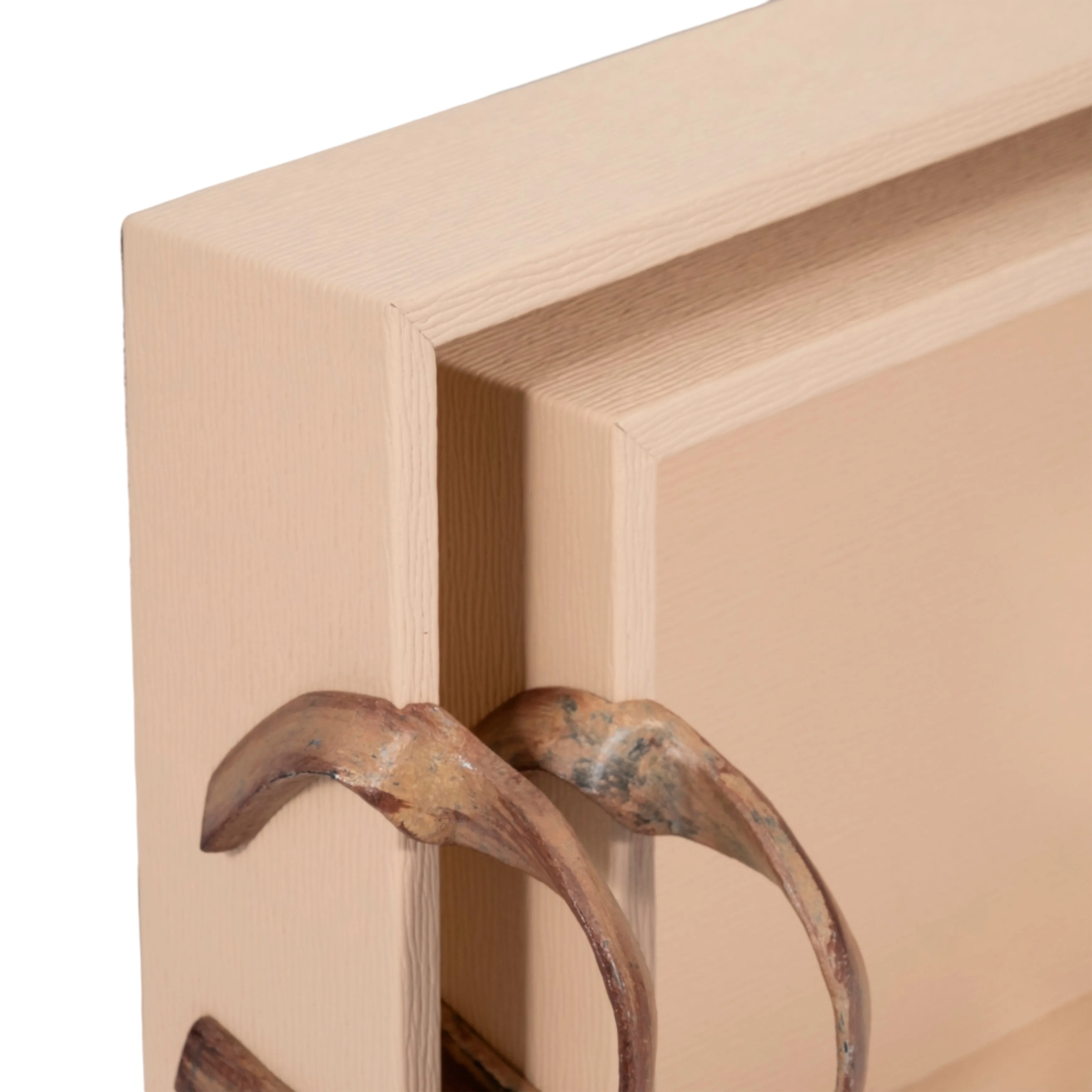 S/2 14/18" Forged Handle Trays, Ivory/bronze
