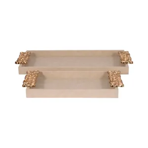 S/2 16/22" Trays With Gold Open Cut-out Handles, I
