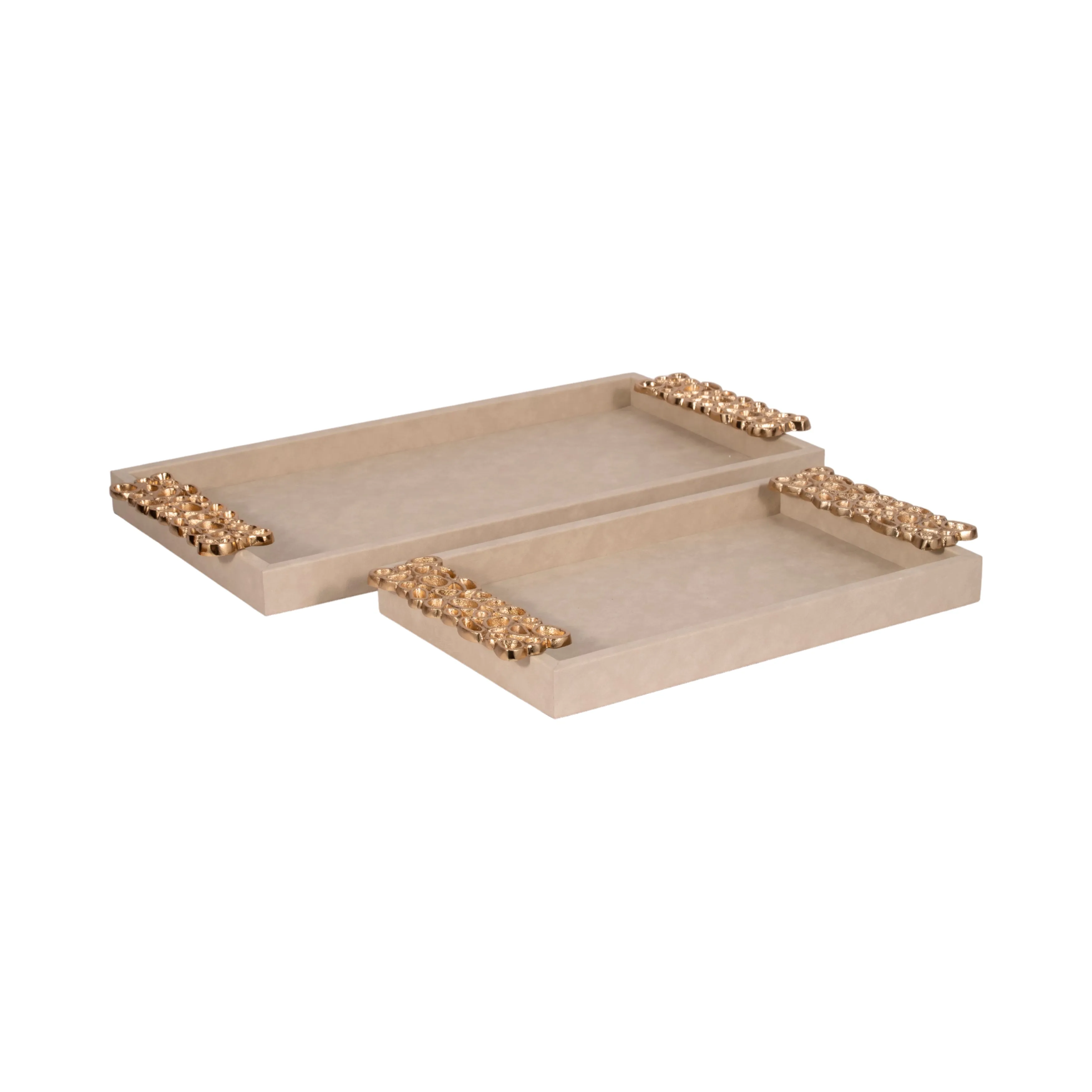 S/2 16/22" Trays With Gold Open Cut-out Handles, I