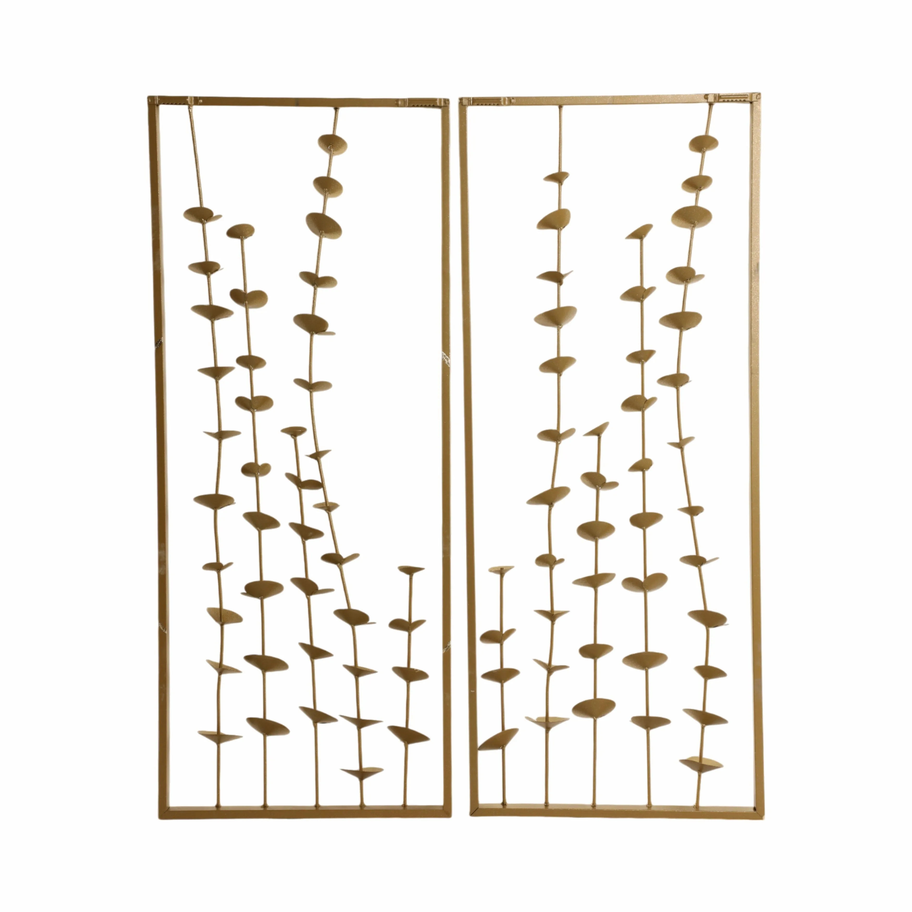 S/2 32" Small Blooms Metal Wall Panels, Gold