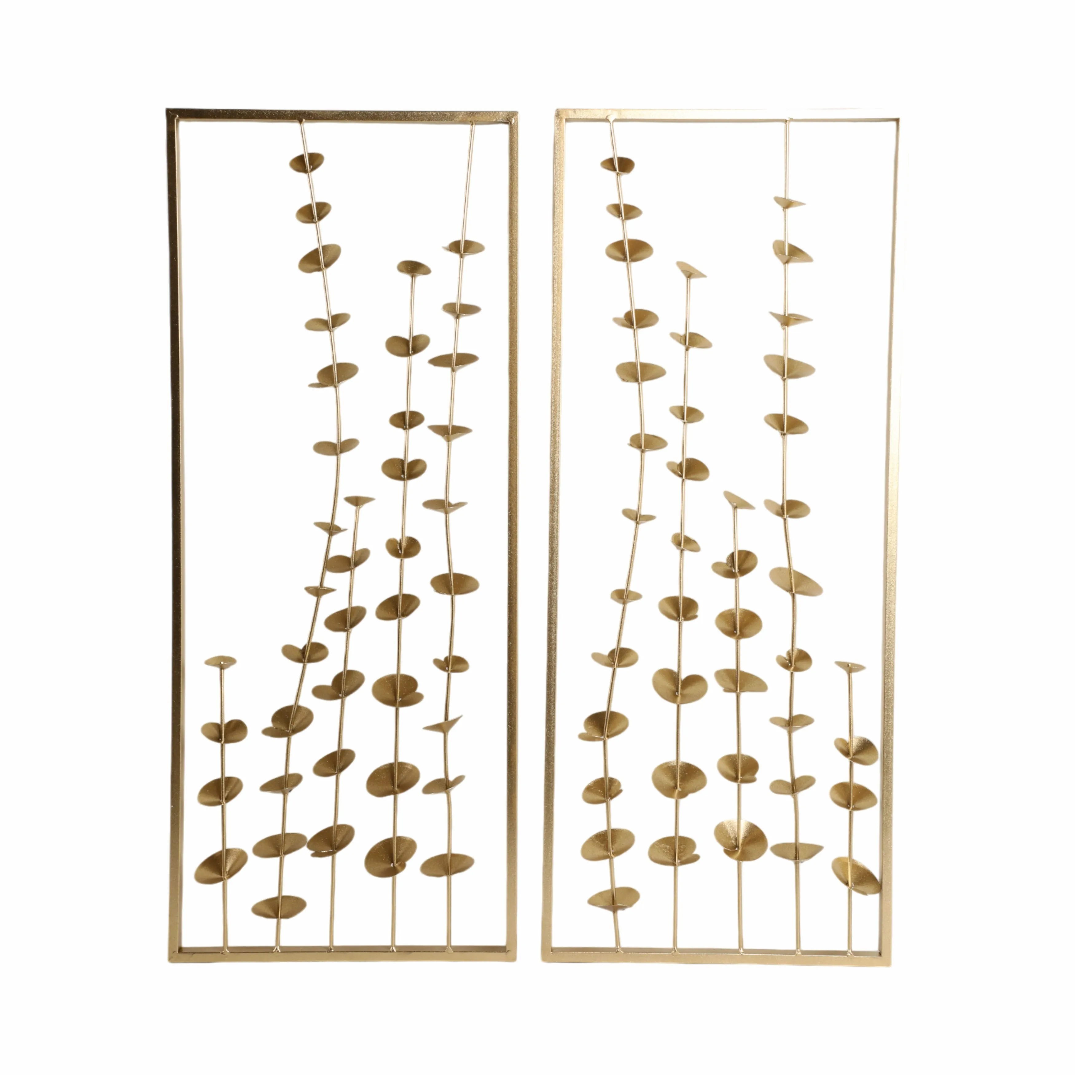 S/2 32" Small Blooms Metal Wall Panels, Gold