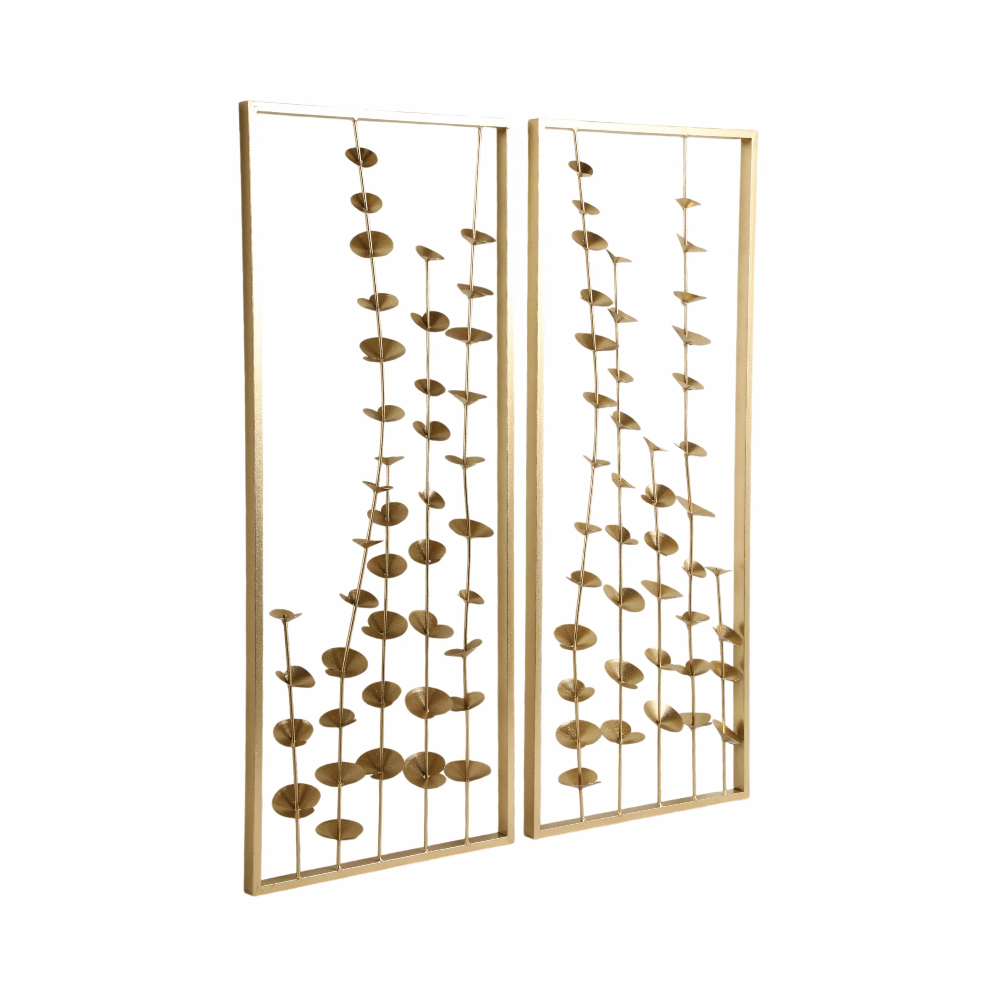 S/2 32" Small Blooms Metal Wall Panels, Gold