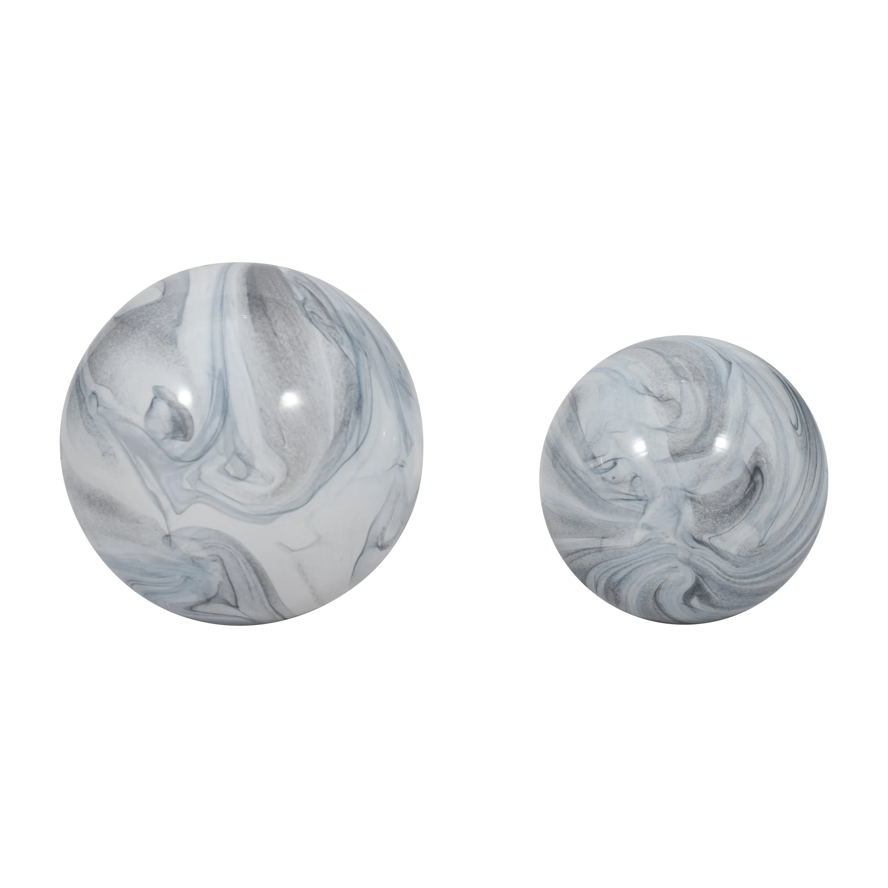 S/2 5/6" SERENITY BLUE SWIRL SPHERES