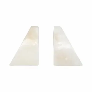 S/2 5" Alabaster Triangular Bookends, White